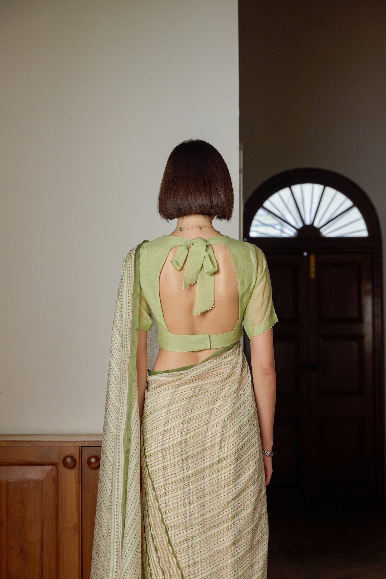 MOSS GARDEN SAREE WITH STITCHED BLOUSE