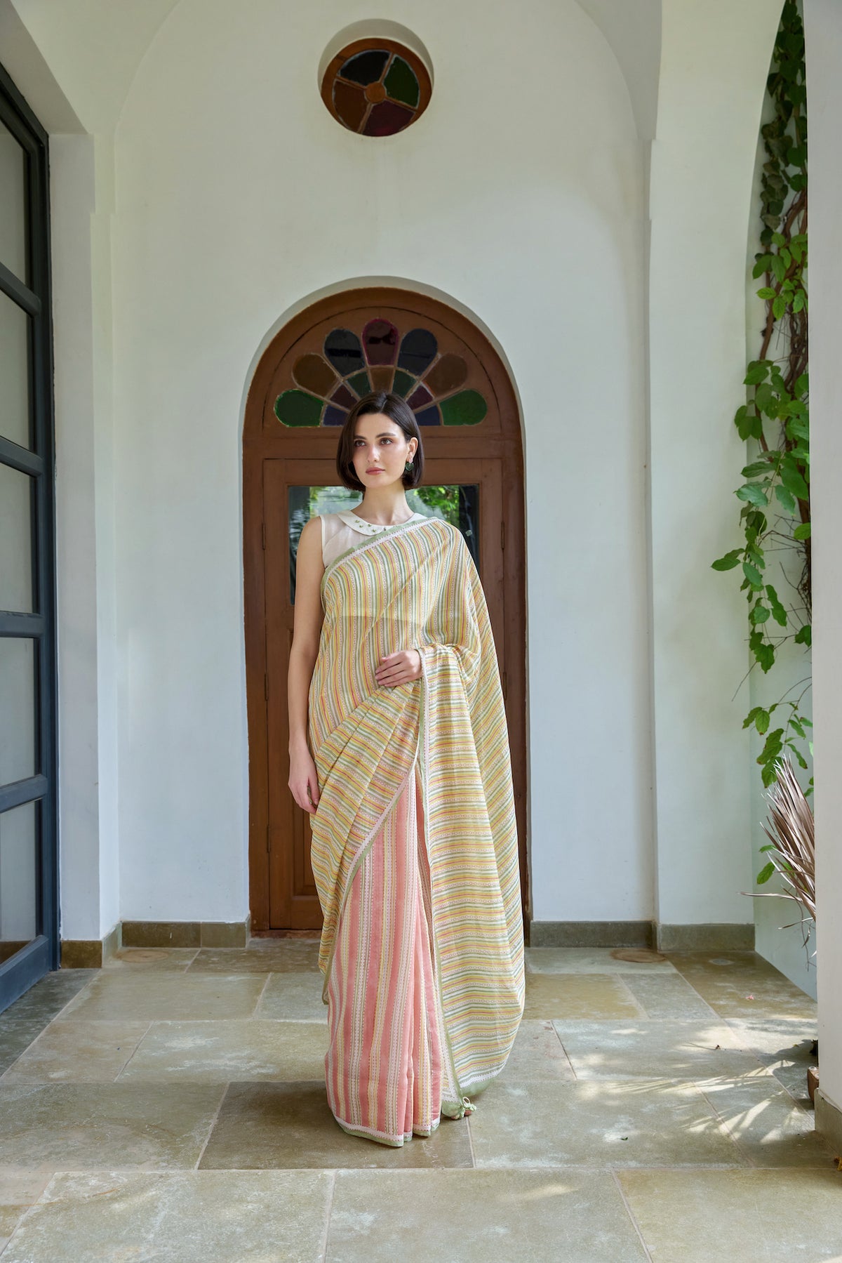 SUNSET LINES SAREE WITH UNSTITCHED BLOUSE