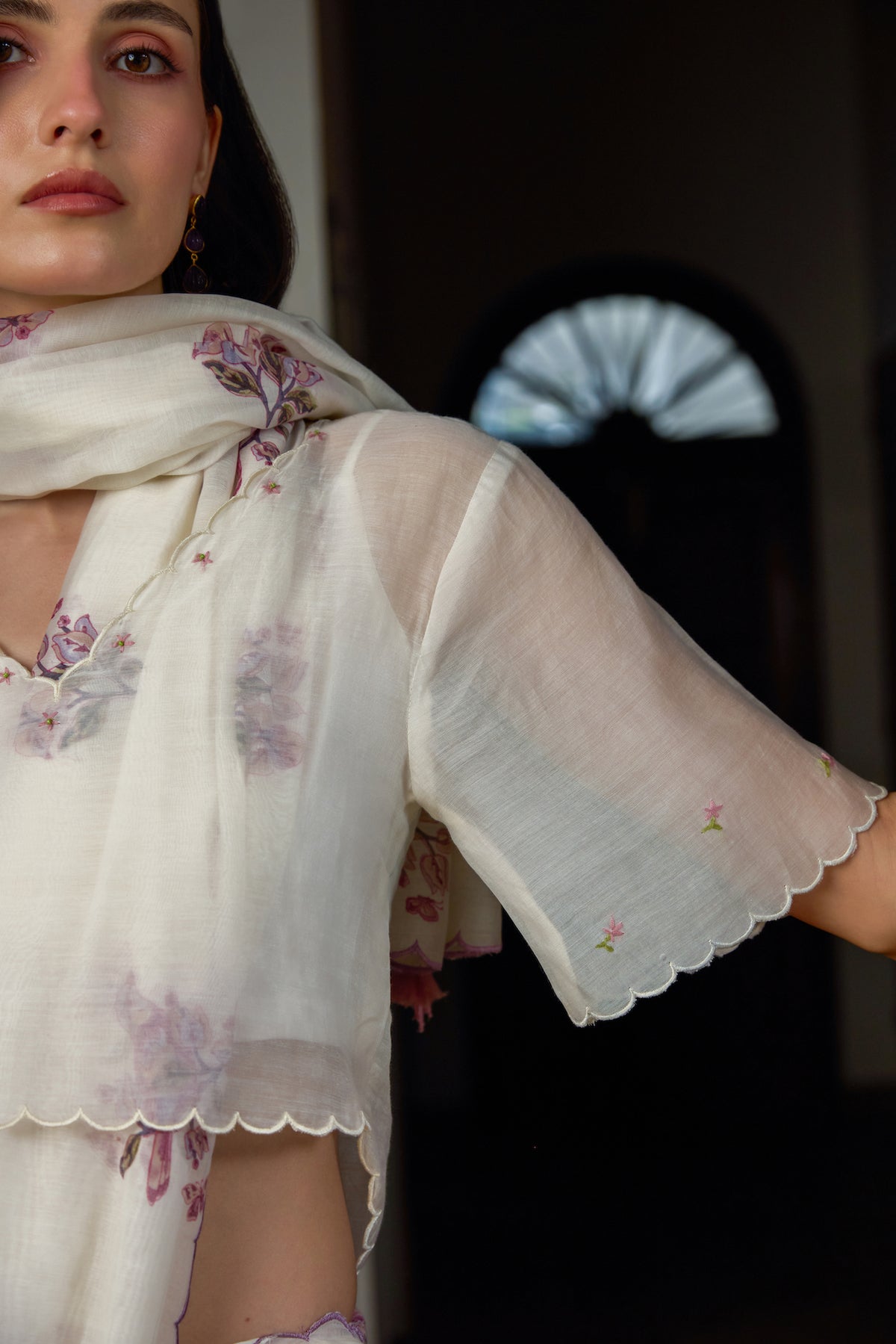 THE WINTER DOVE SAREE WITH UNSTITCHED BLOUSE