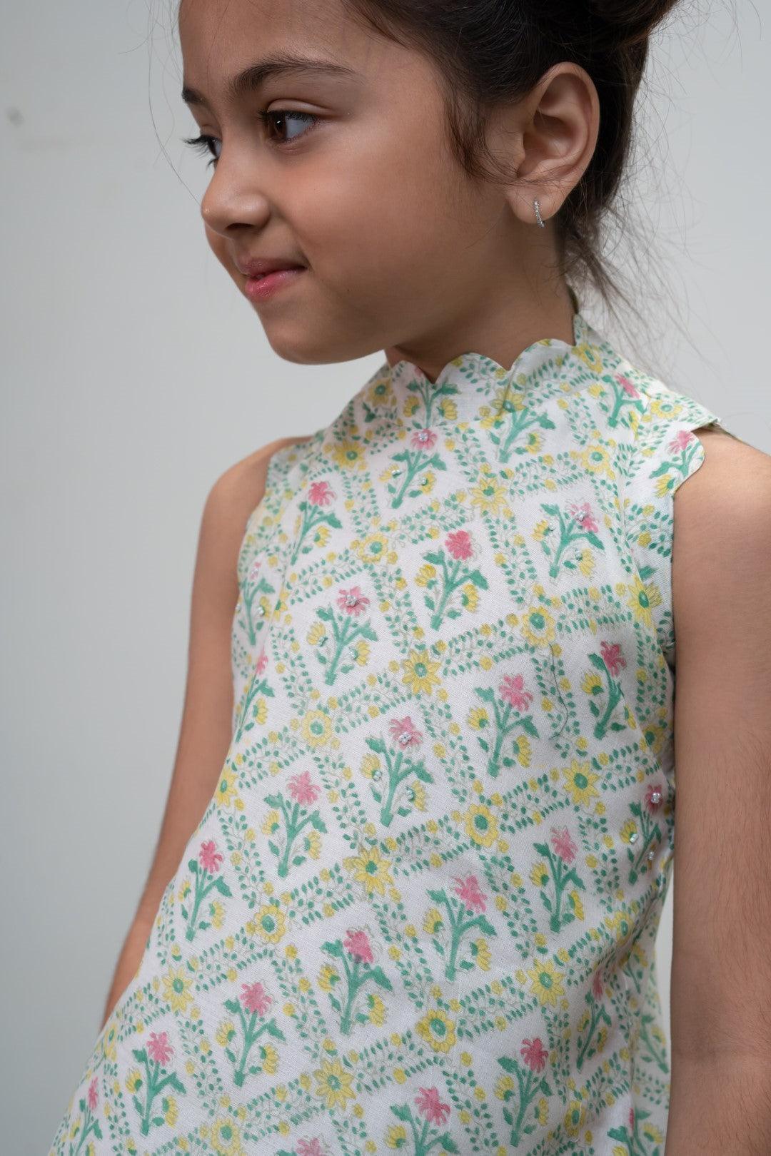 MINI DOR CHANDERI KURTA SET