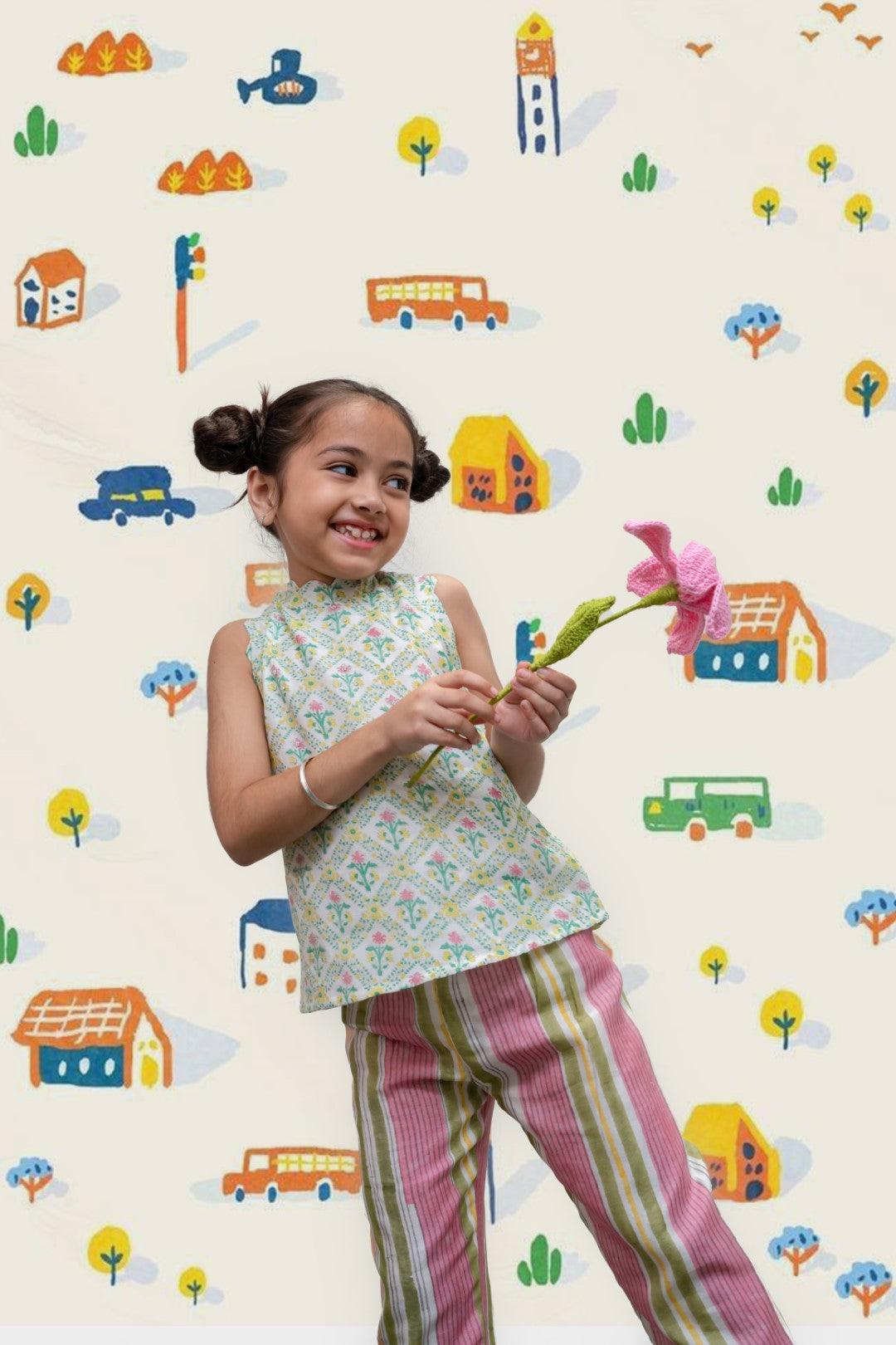 MINI DOR CHANDERI KURTA SET