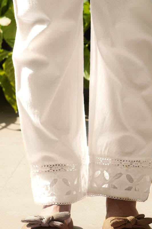 OFF WHITE COTTON STRAIGHT PANTS