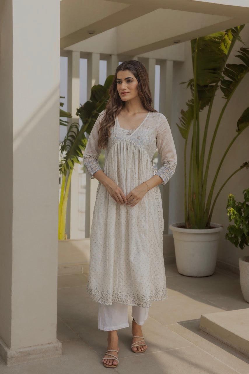 IVORY ECCENTRIC KURTA SET