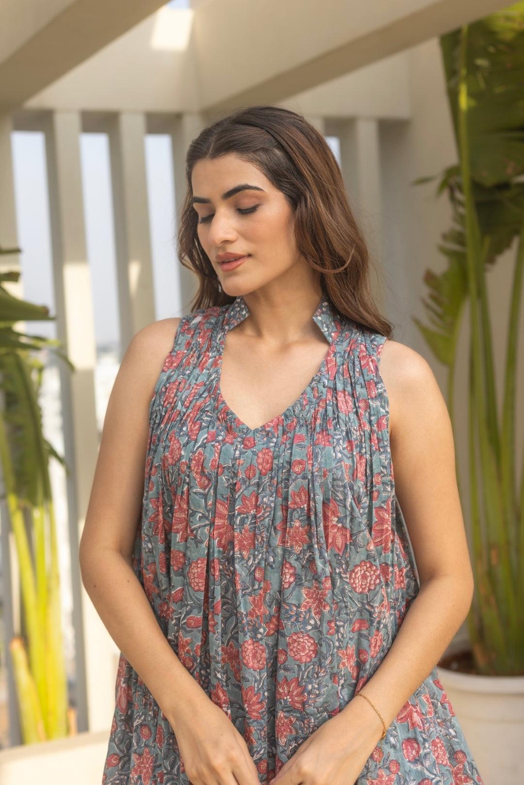 TEAL SAANJH MUL KURTA SET