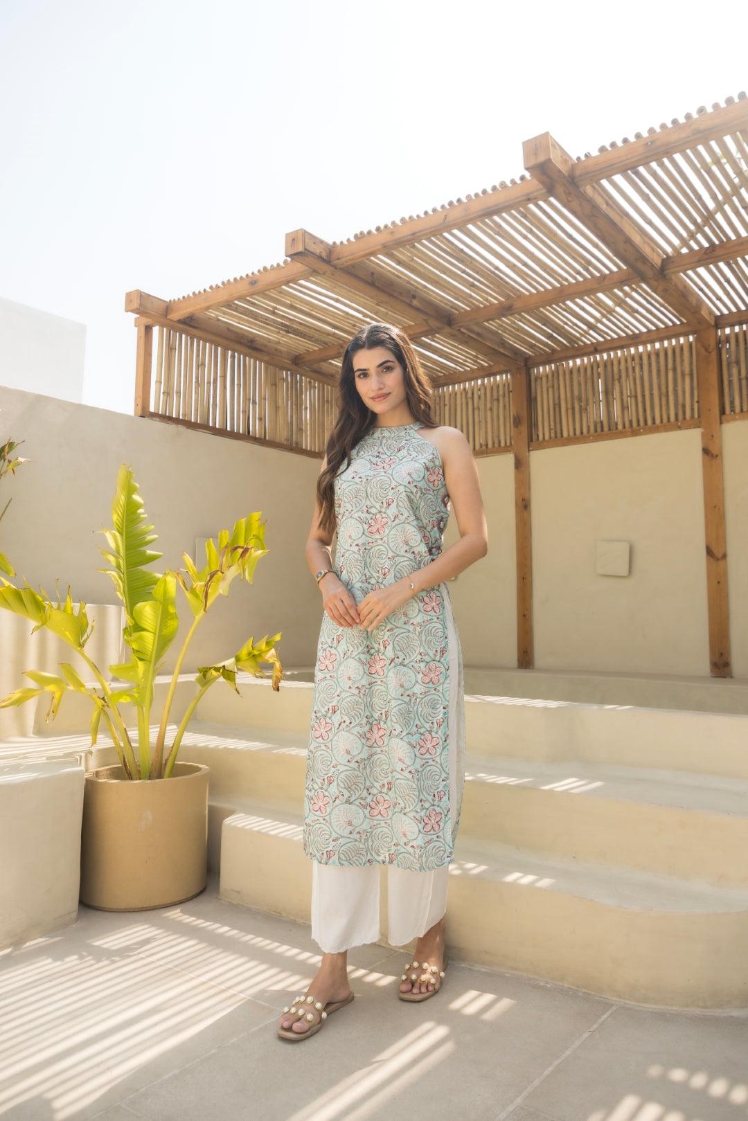 BEACH BREEZE CHANDERI KURTA SET