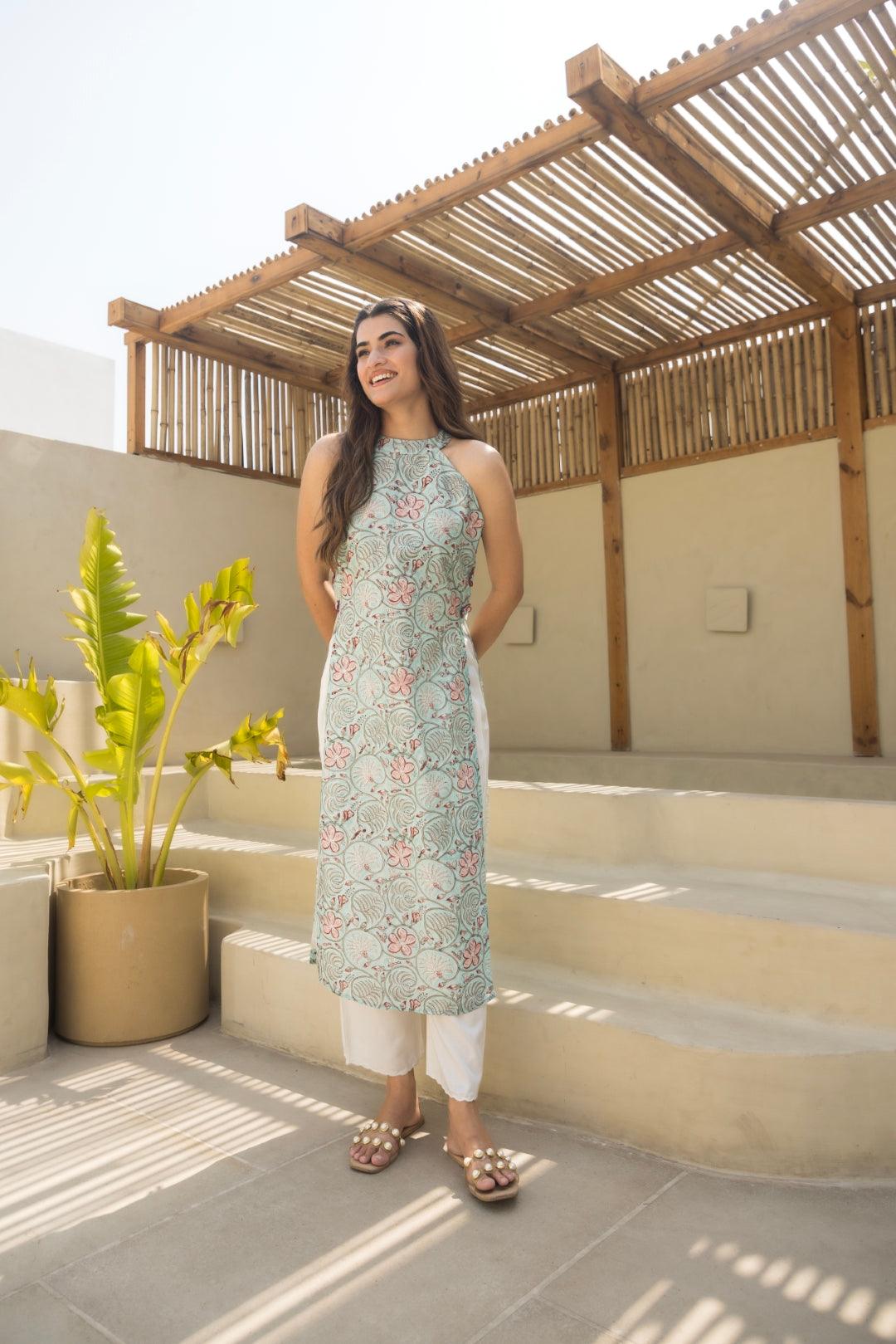 BEACH BREEZE CHANDERI KURTA SET