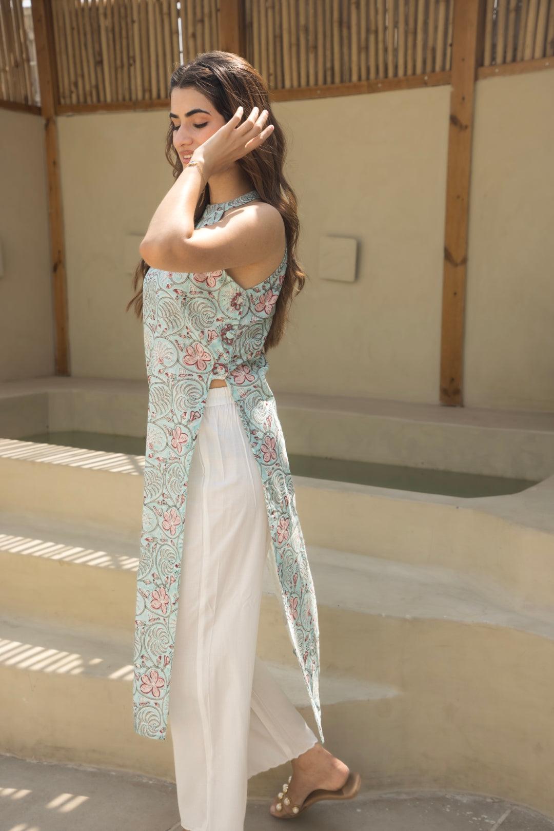 BEACH BREEZE CHANDERI KURTA SET