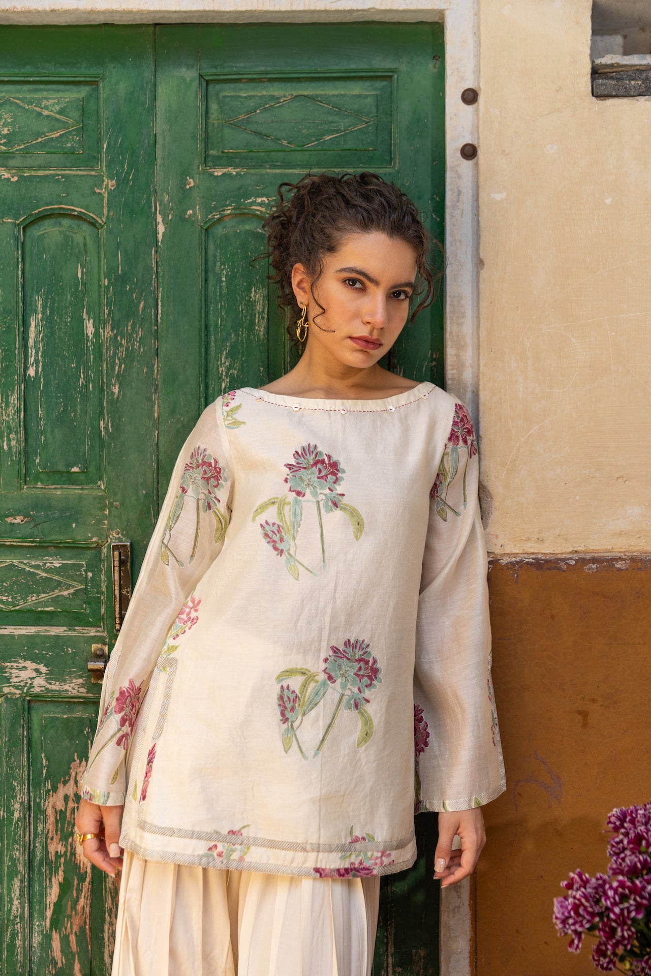 IRA CHANDERI KURTA SET