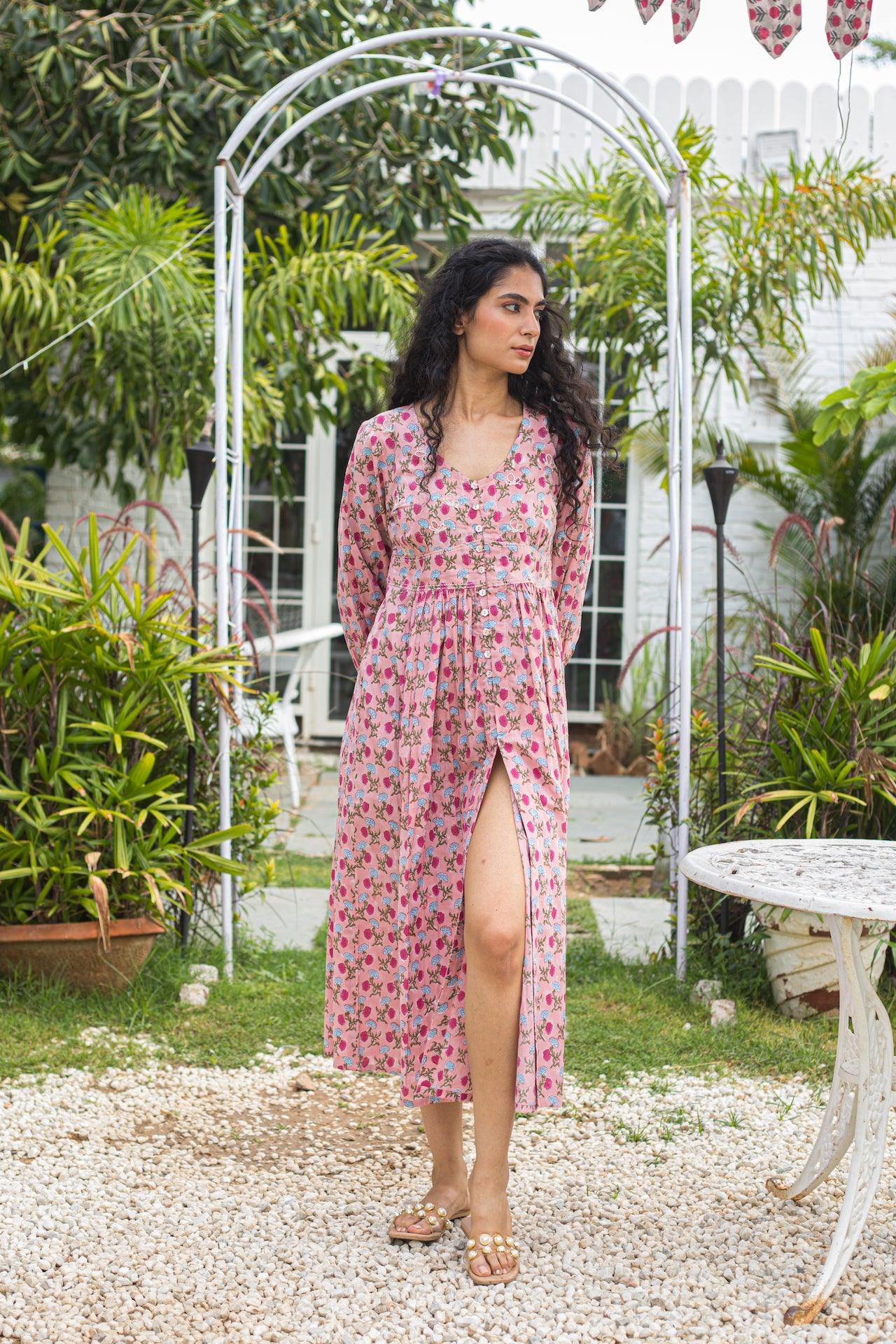 FLOWER BUD COTTON DRESS
