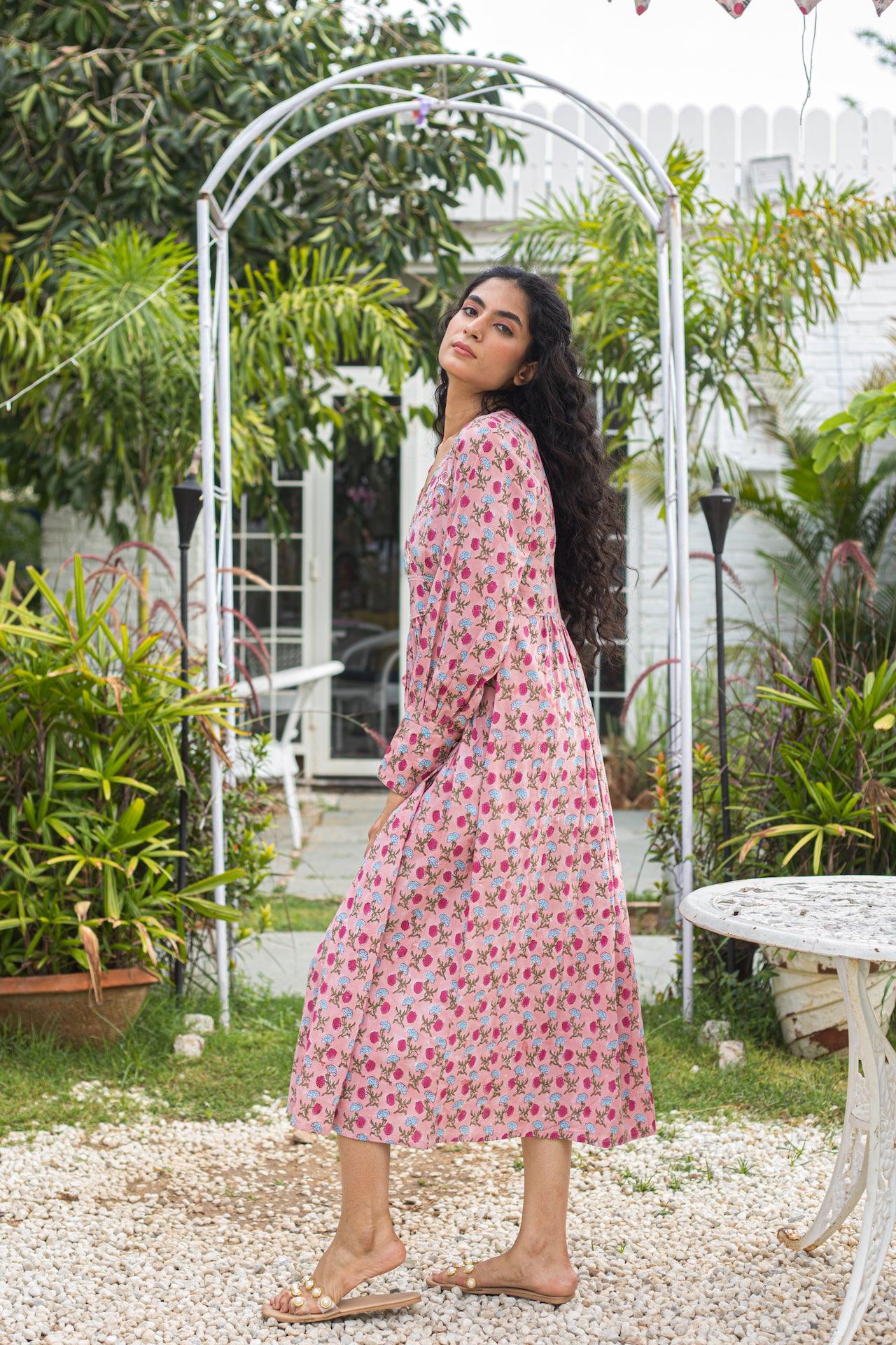 FLOWER BUD COTTON DRESS