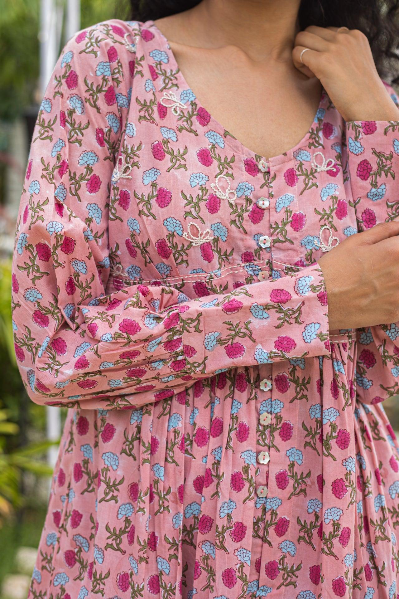 FLOWER BUD COTTON DRESS