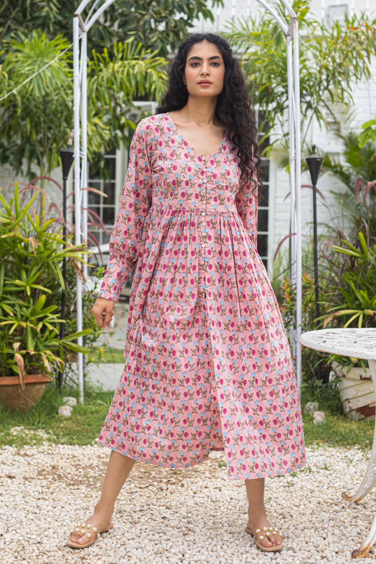 FLOWER BUD COTTON DRESS