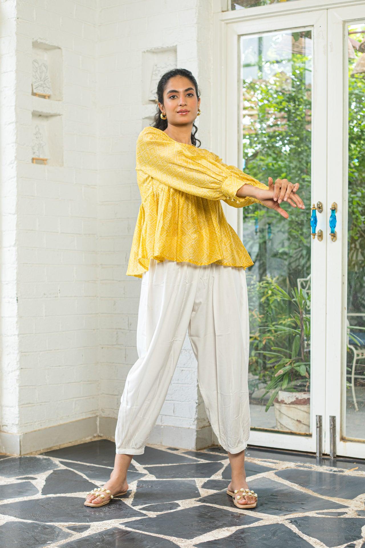 FLORAL RIBBON BLONDE CHANDERI CO-ORD SET