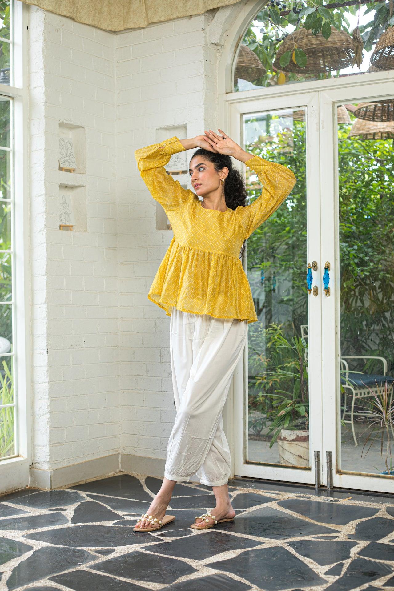 FLORAL RIBBON BLONDE CHANDERI CO-ORD SET