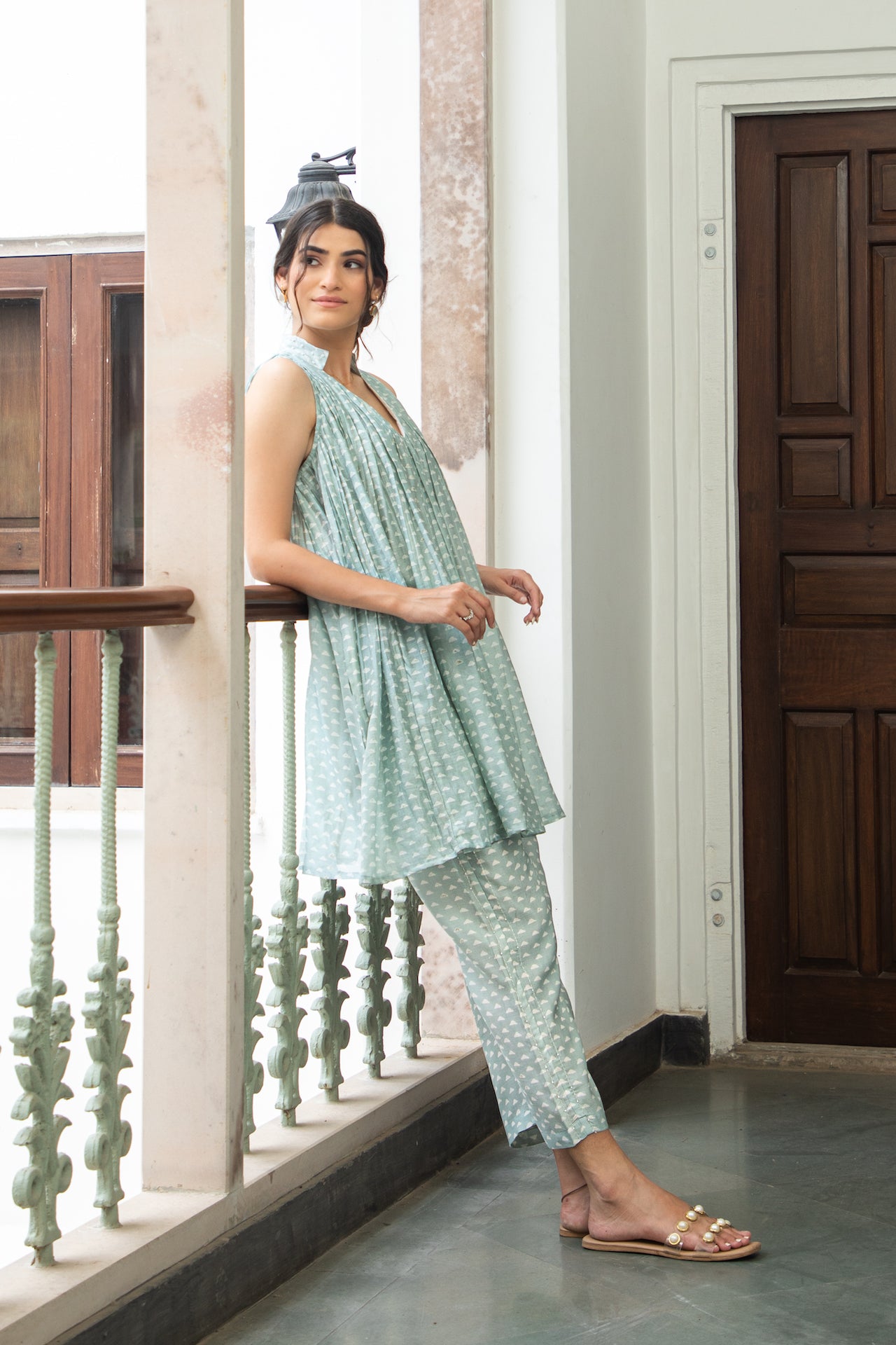 SANJH CHANDERI KURTA SET