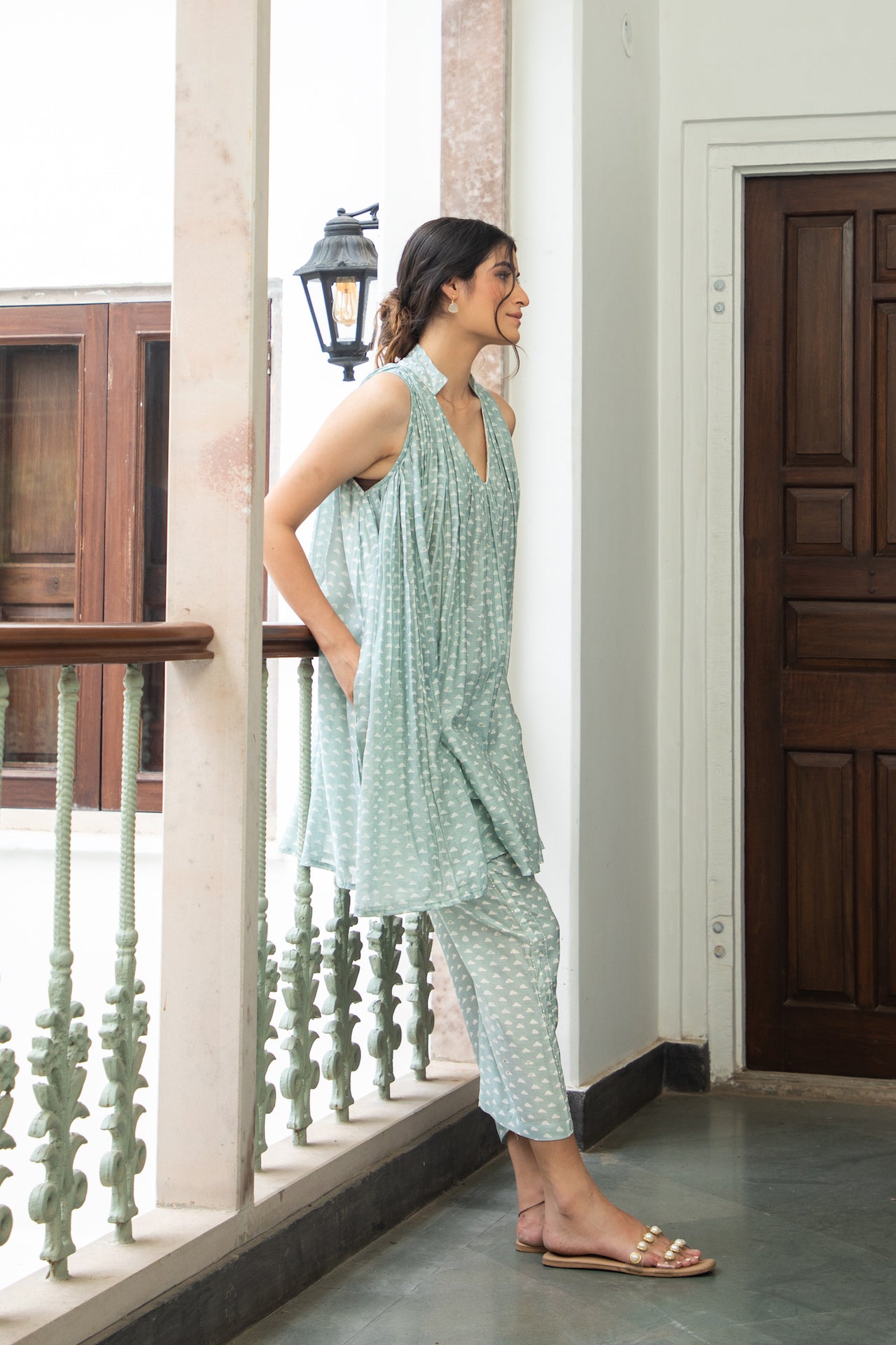 SANJH CHANDERI KURTA SET