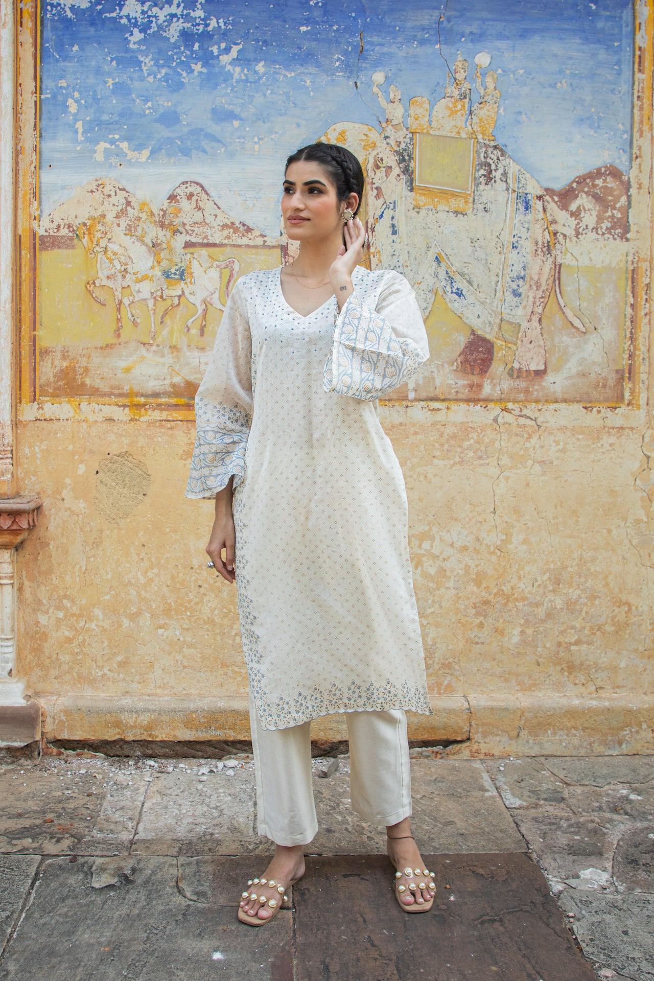 AKS CHANDERI KURTA SET