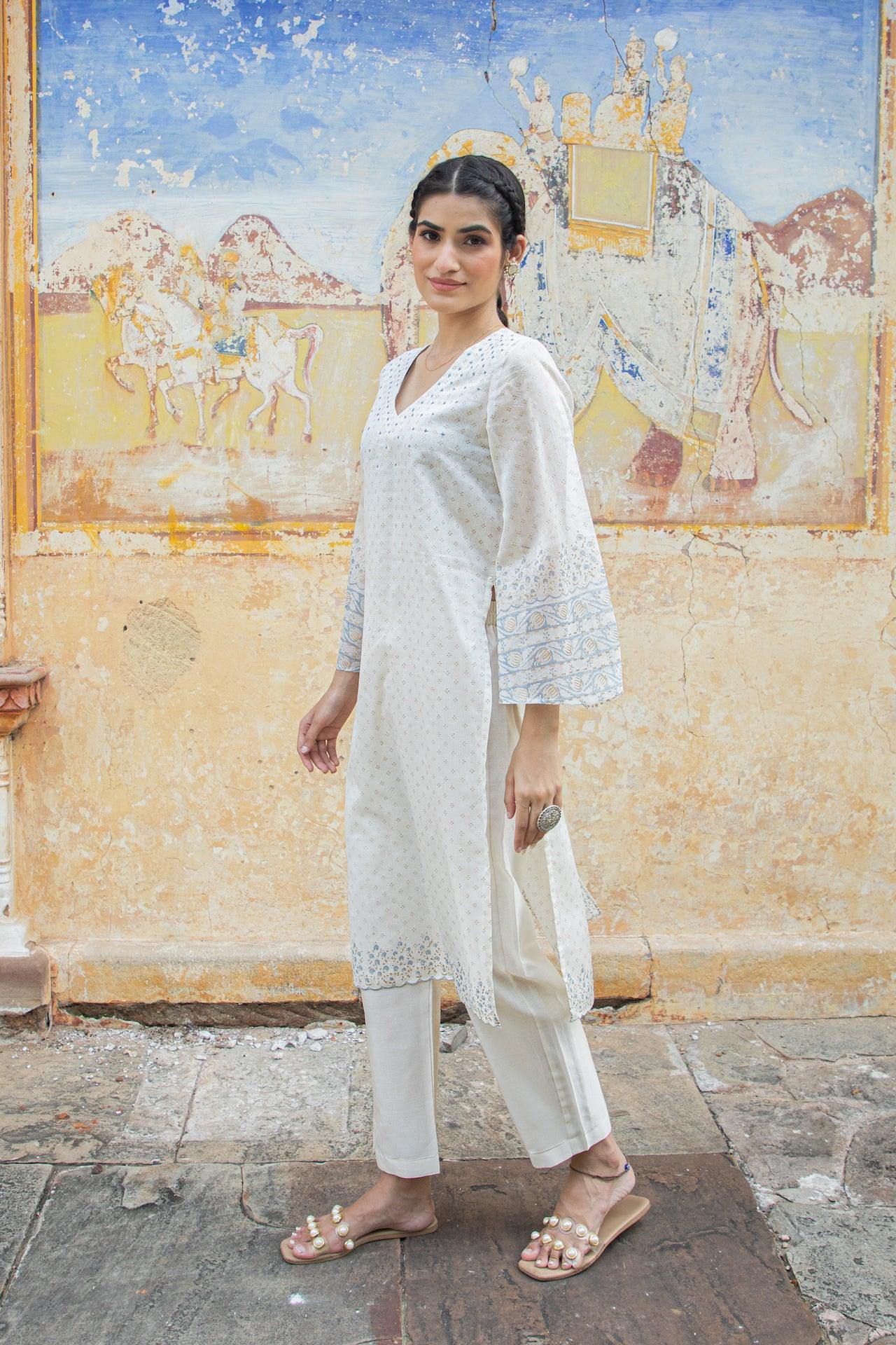 AKS CHANDERI KURTA SET