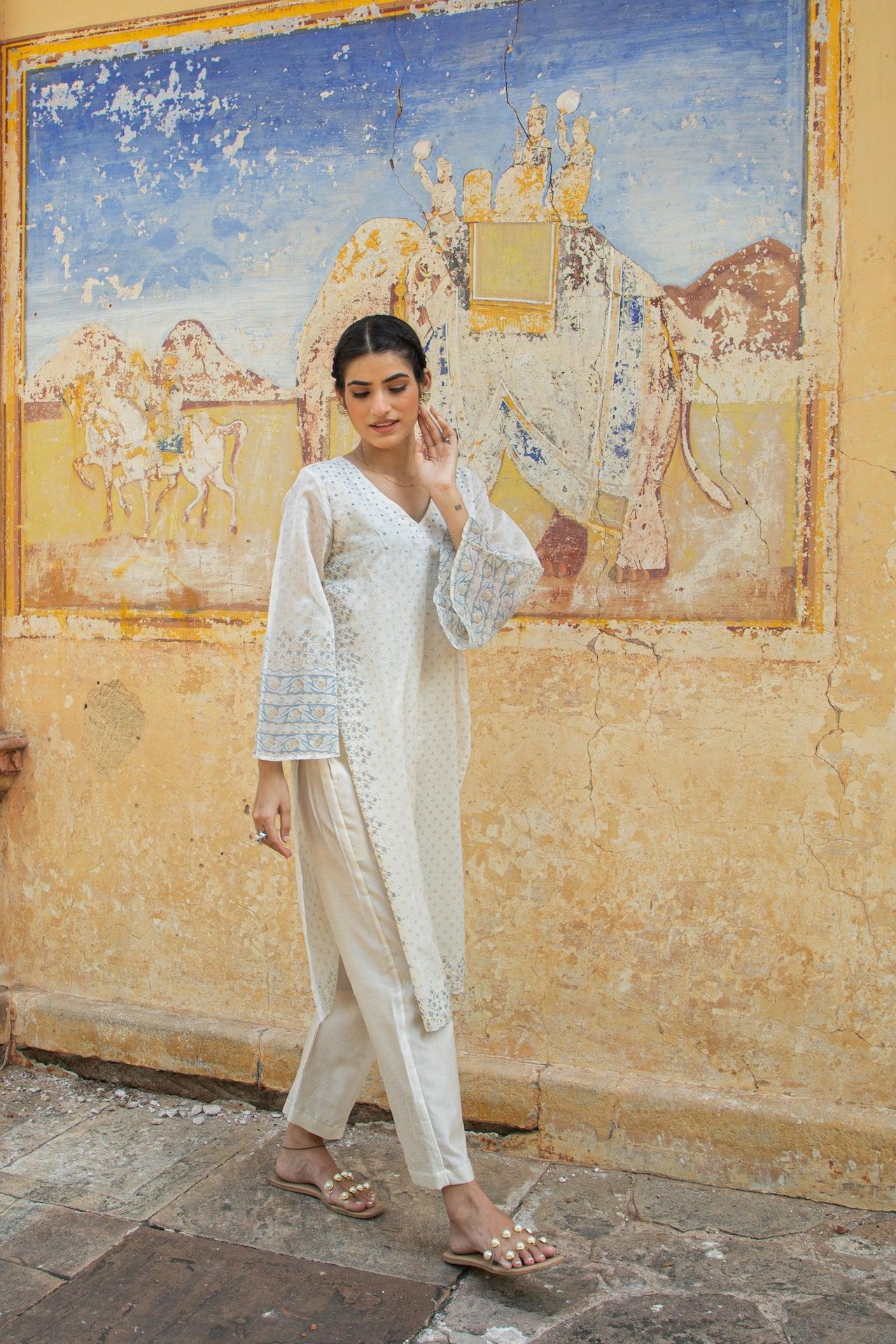 AKS CHANDERI KURTA SET
