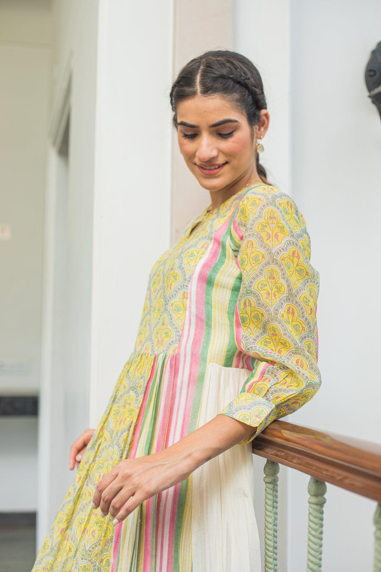 NAZAR CHANDERI MAXI DRESS