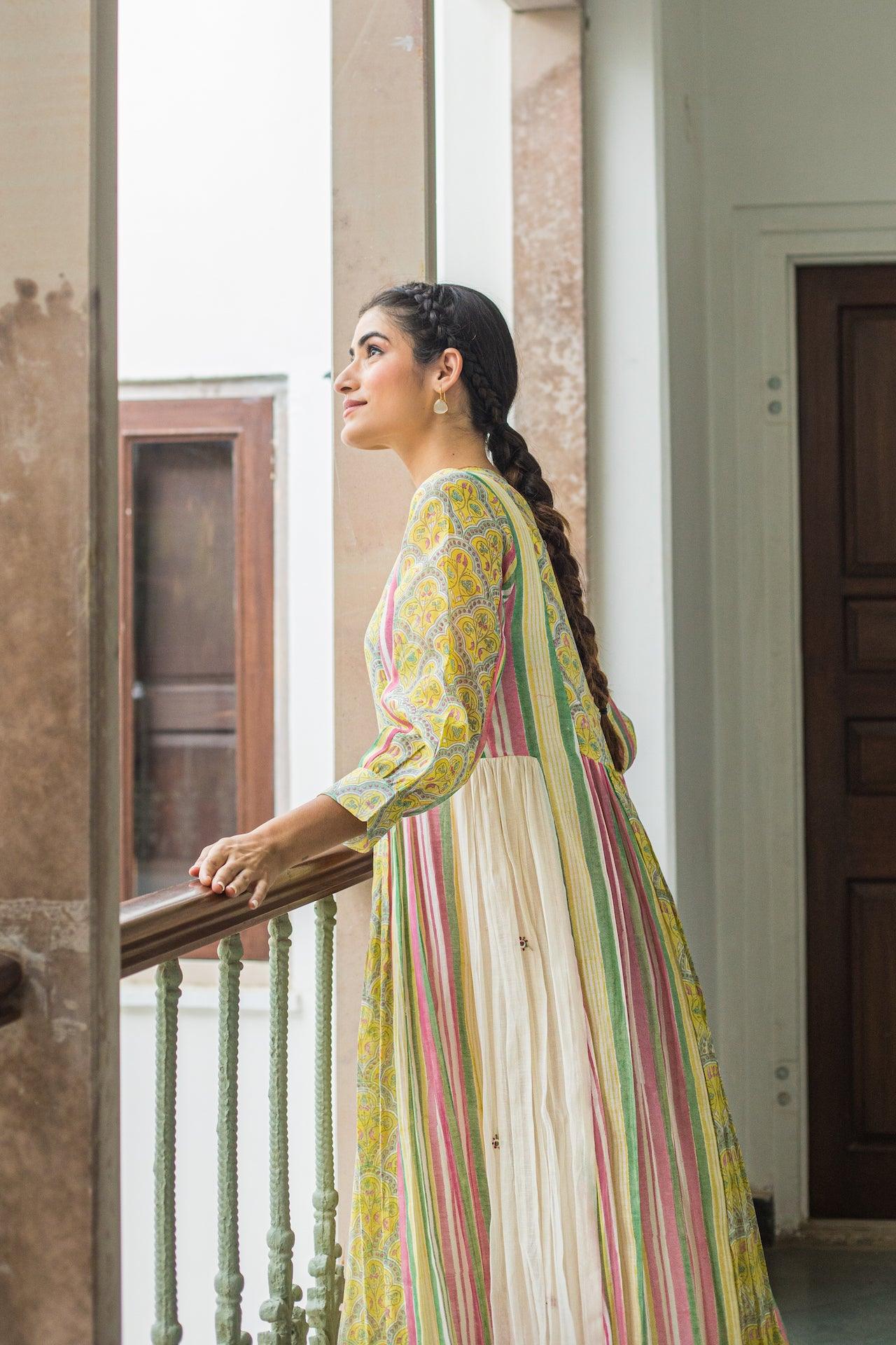 NAZAR CHANDERI MAXI DRESS