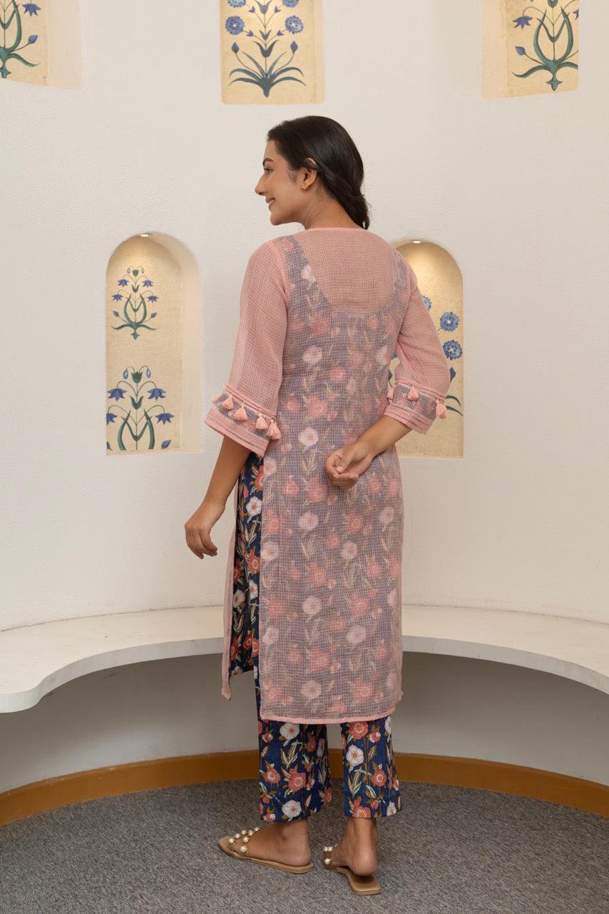 EKAM BLUSH DORIYA KURTA SET