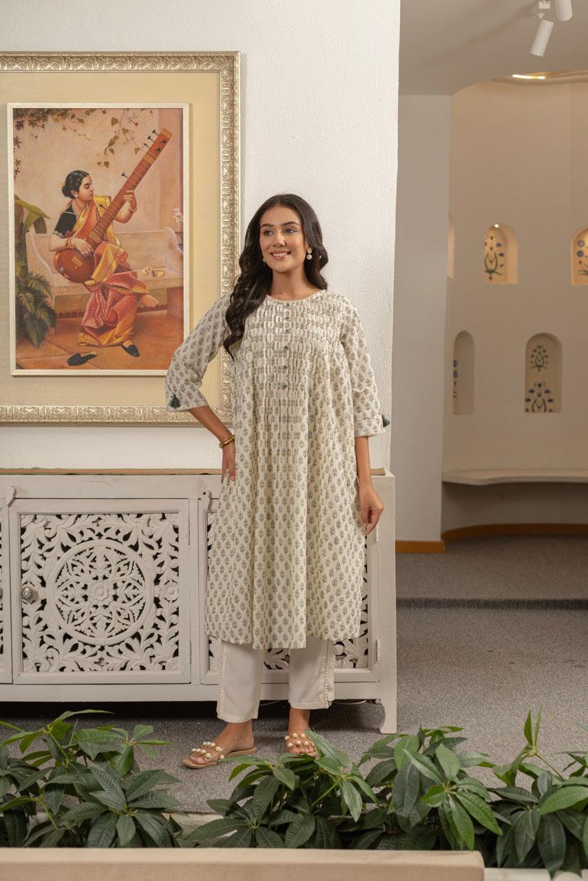 IVORY MEADOW COTTON KURTA SET