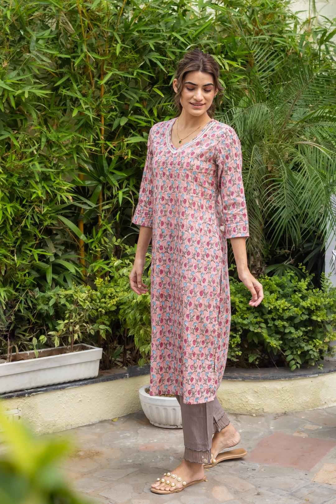 CRIMP COTTON KURTA SET