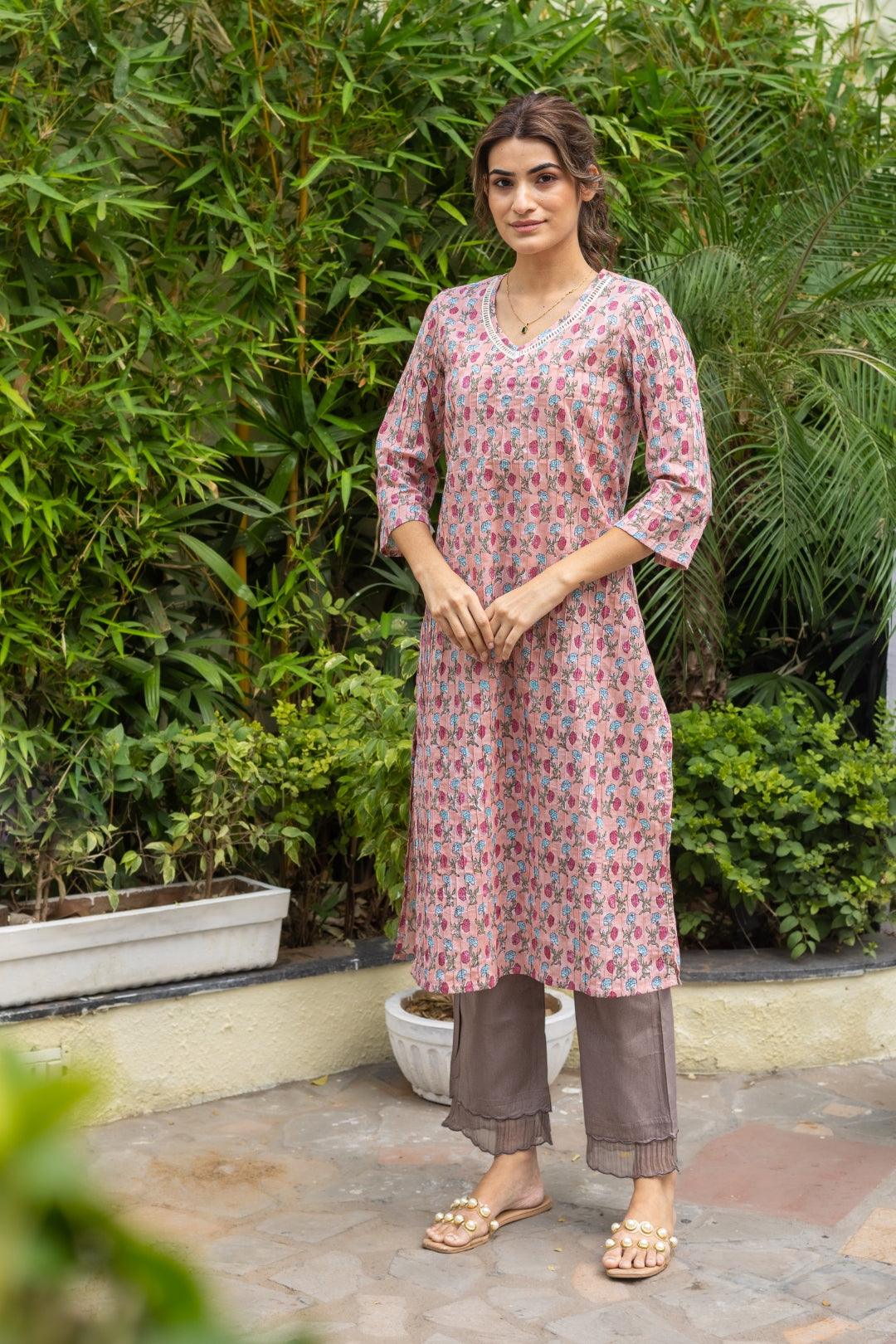 CRIMP COTTON KURTA SET