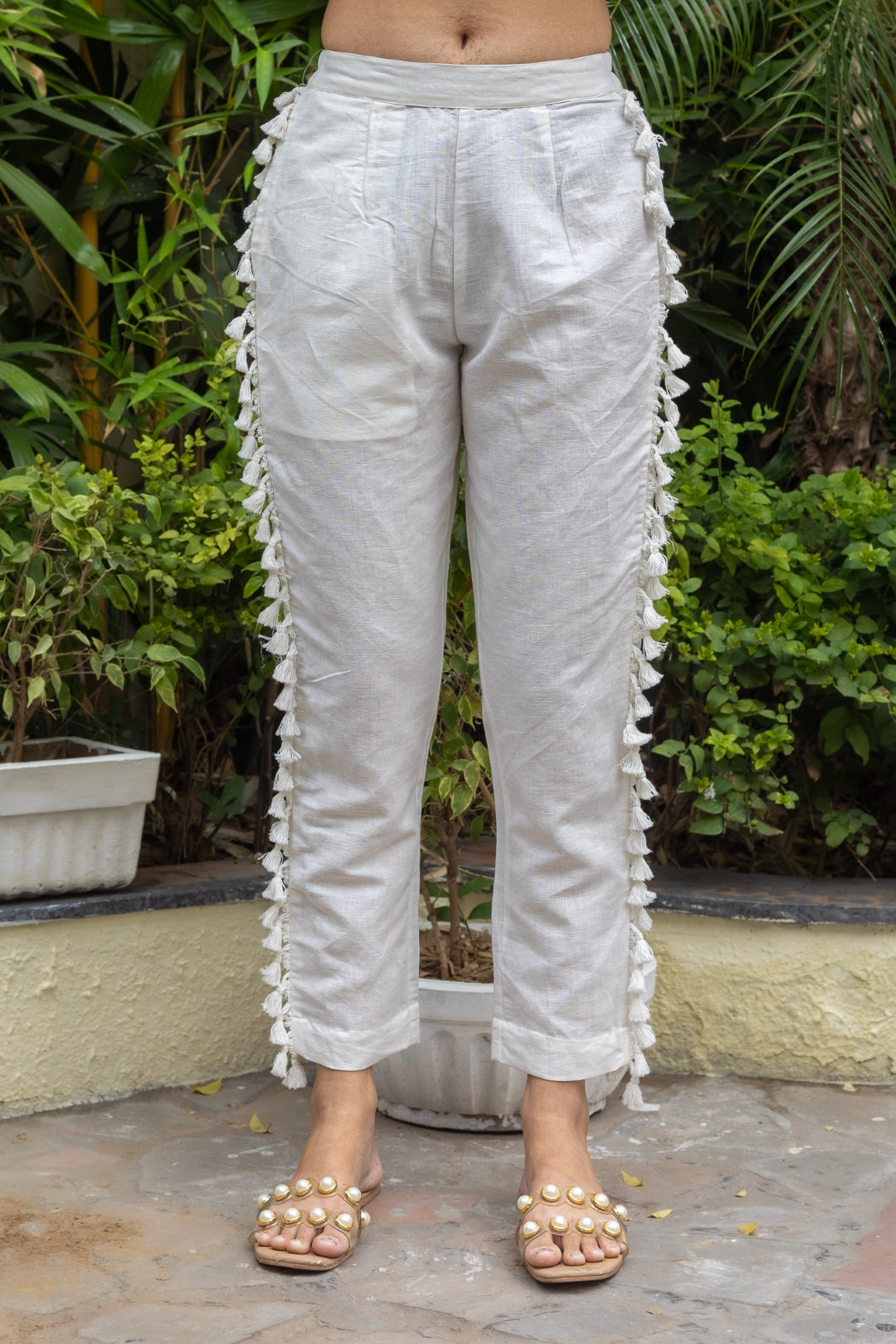 FOSSIL LINEN STRAIGHT PANTS