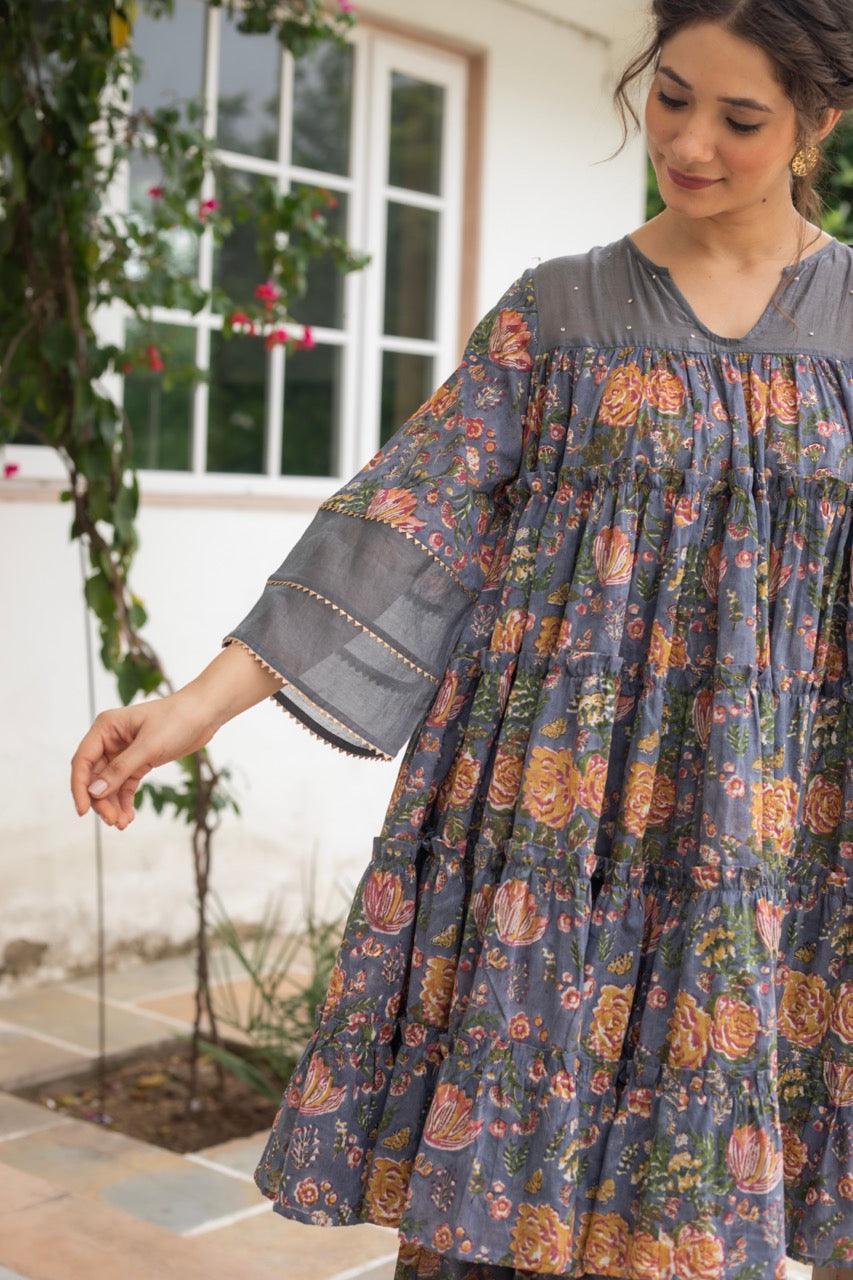 ALANA FLORAL PRINTED MUL KURTA SET