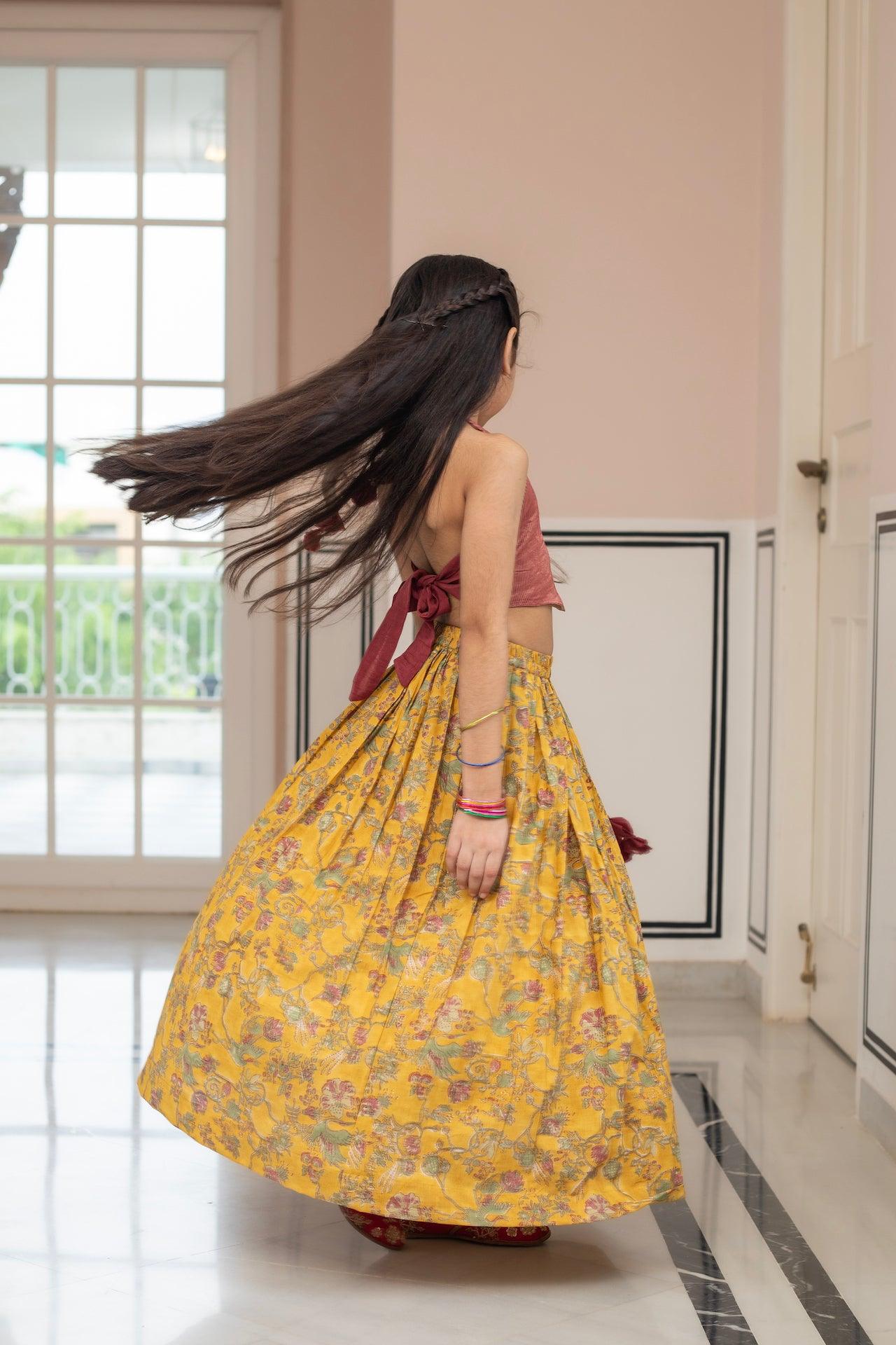 JOY COTTON YELLOW SKIRT SET