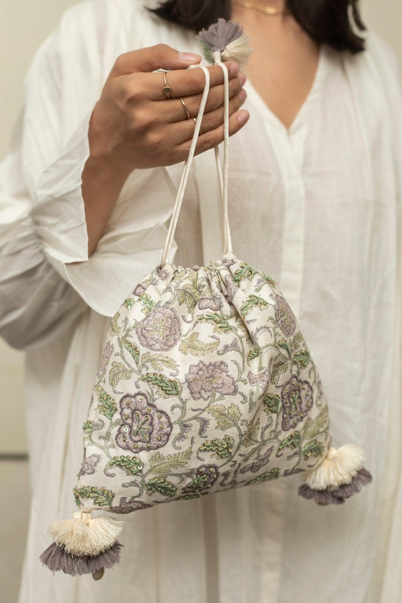 IVORY HANDCRAFTED POTLI BAG1