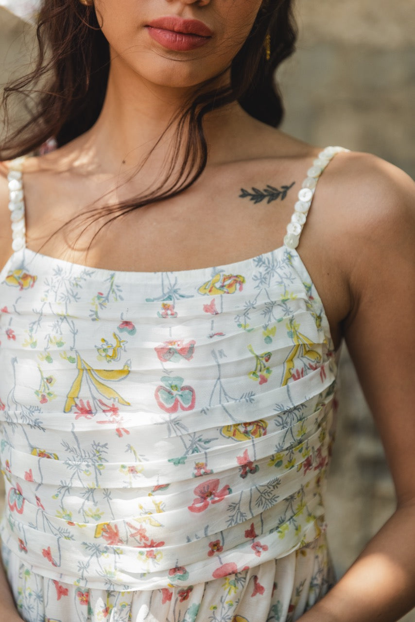 BLUE BERRY MUSLIN SILK DRESS