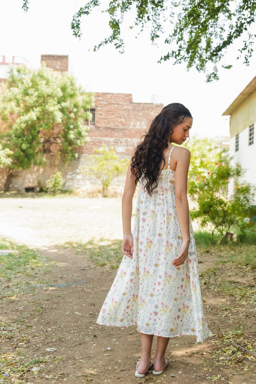 BLUE BERRY MUSLIN SILK DRESS