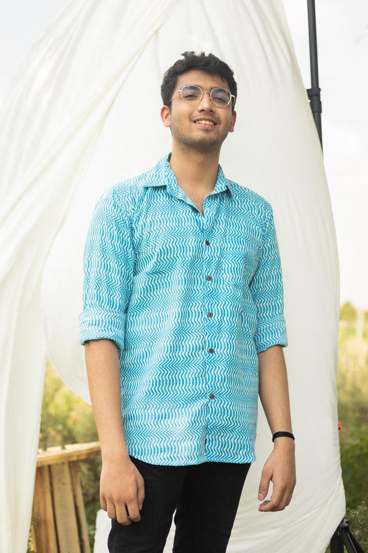 BLUE TIDES COTTON SHIRT