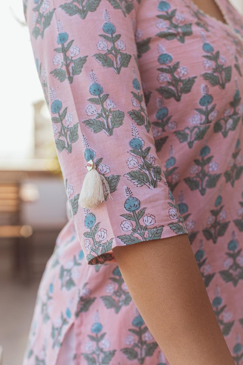 ORDINARE PEACH COTTON KURTA