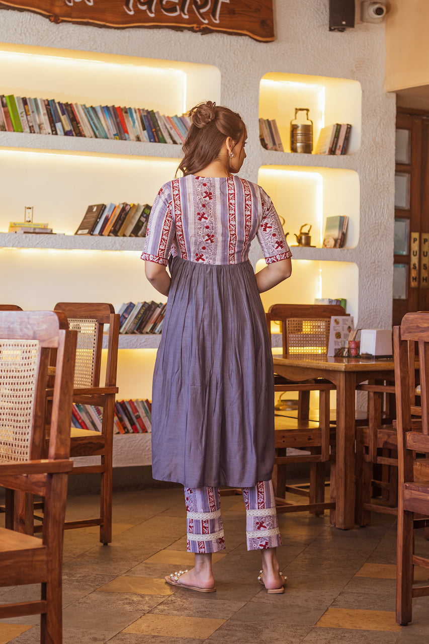 NIYATI STEEL MUSLIN SILK KURTA SET