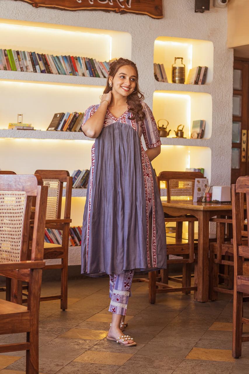 NIYATI STEEL MUSLIN SILK KURTA