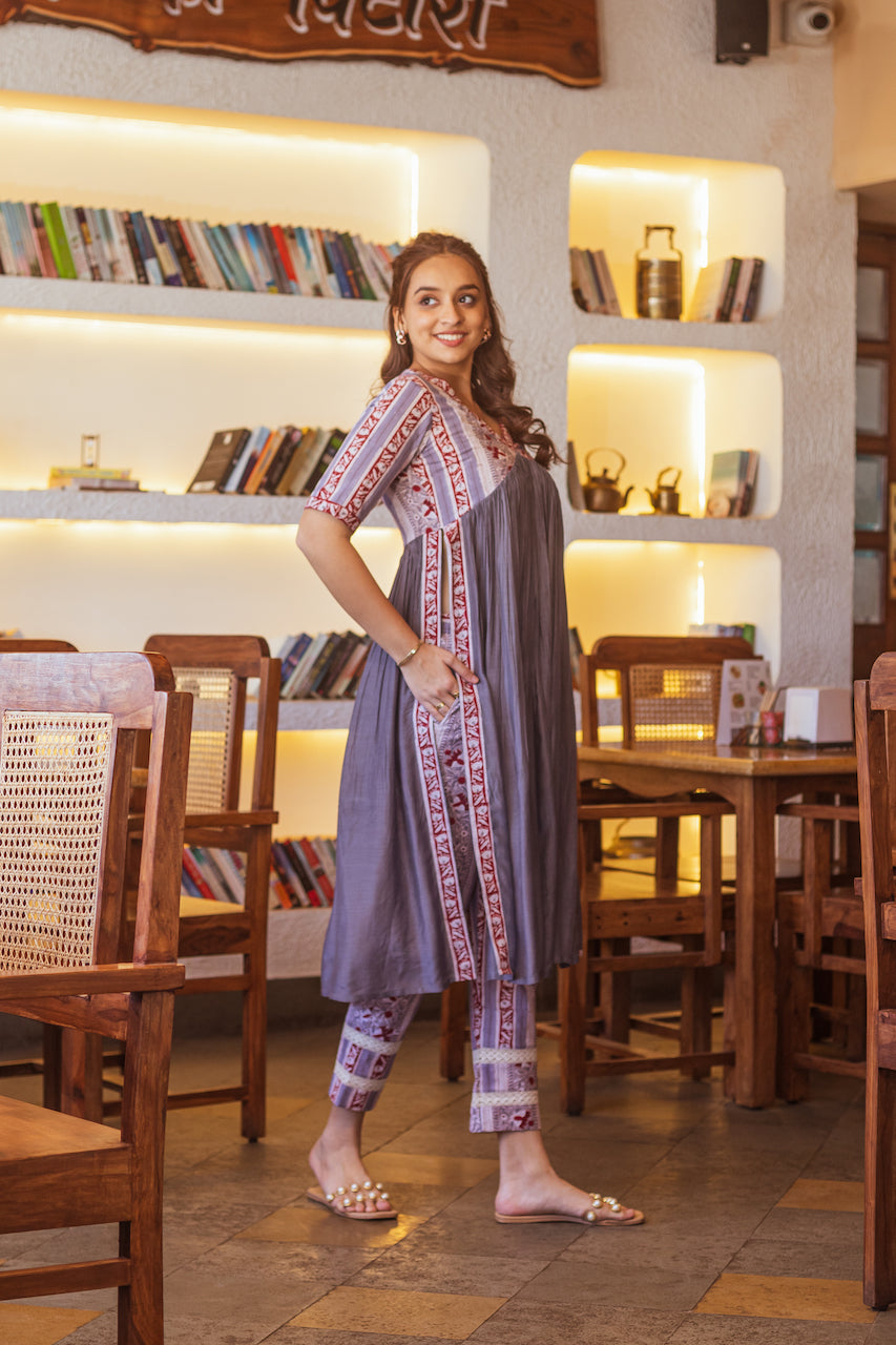 NIYATI STEEL MUSLIN SILK KURTA SET
