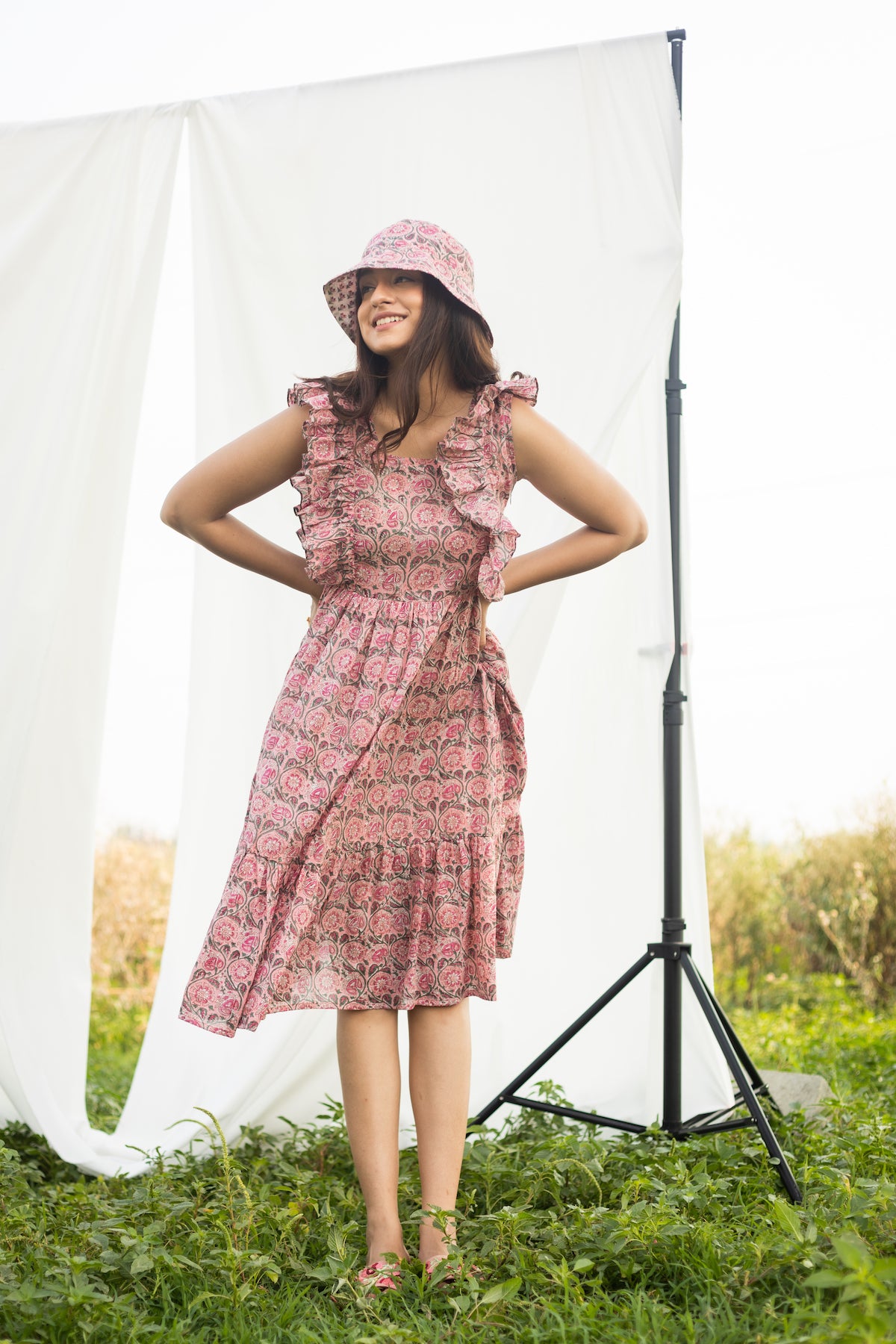 RUFFLE PLAY COTTON DRESS