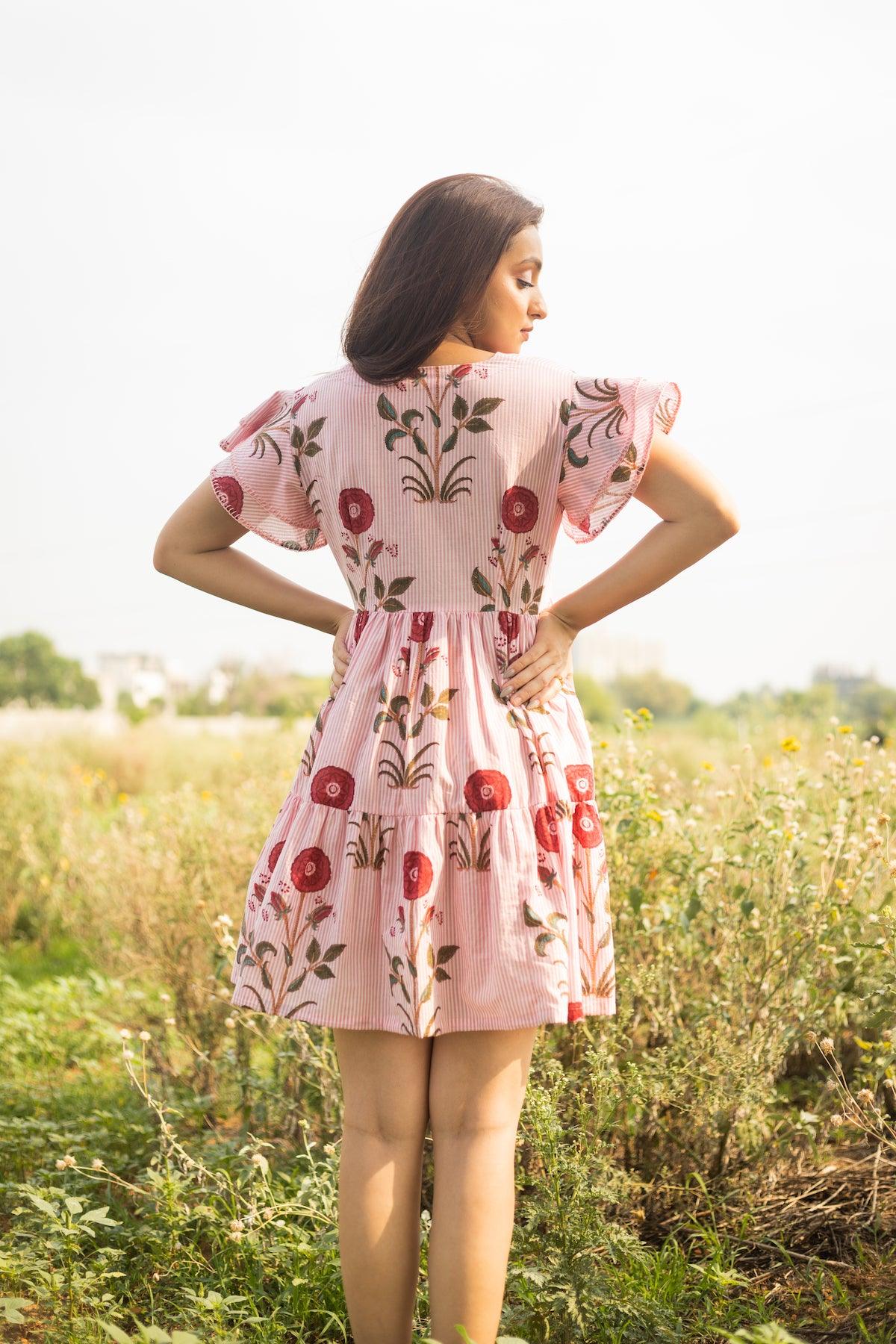 CORAL ALORA COTTON SHORT DRESS