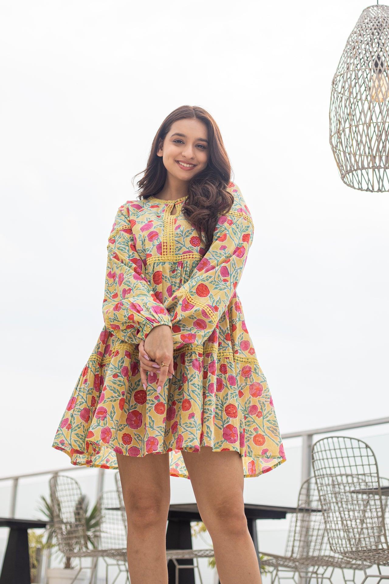 DAFFODIL COTTON SHORT DRESS
