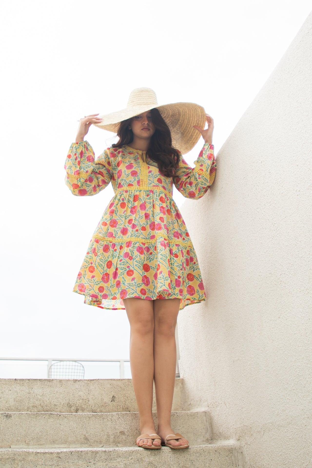 DAFFODIL COTTON SHORT DRESS