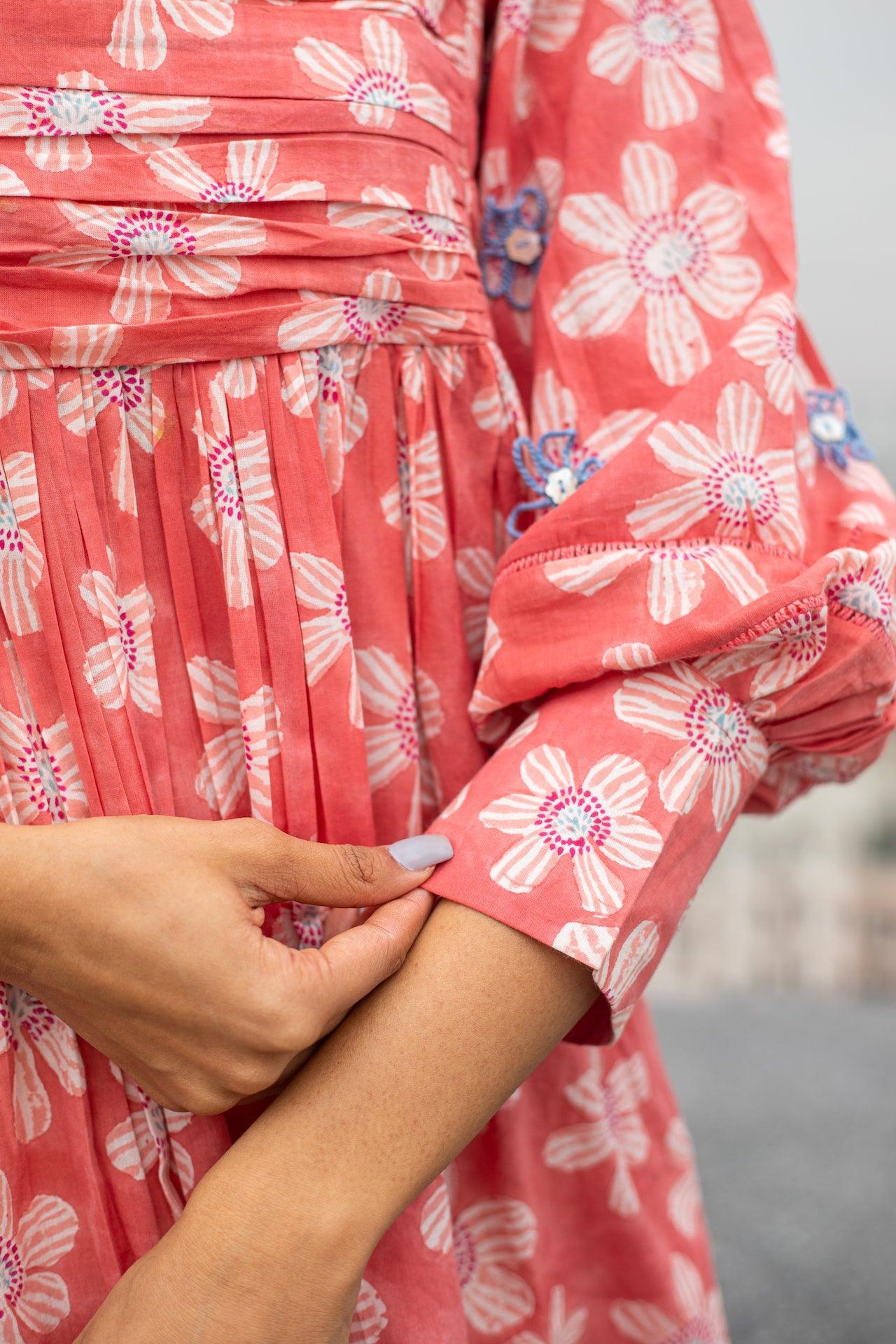 FLORAL PLAY COTTON SHORT DRESS