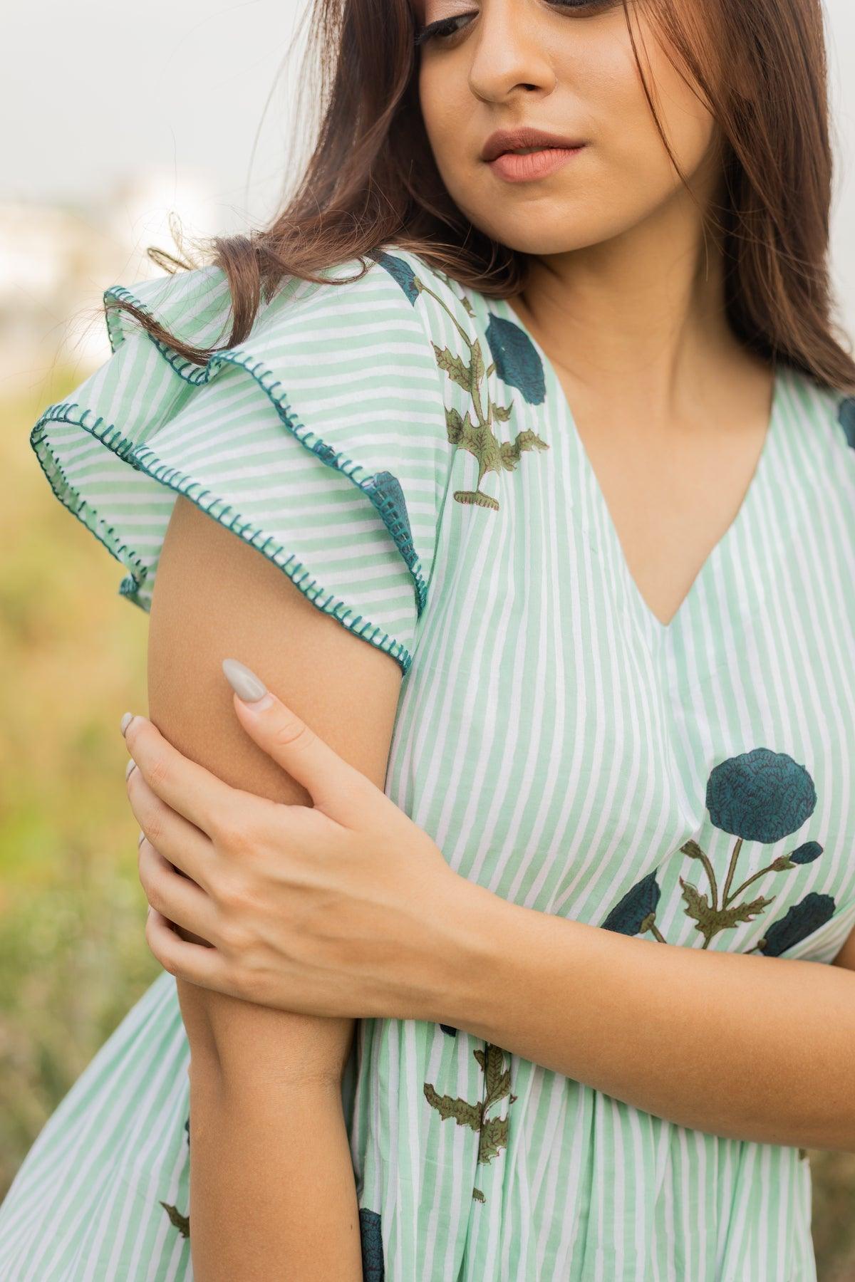PISTACHIO ALORA COTTON SHORT DRESS