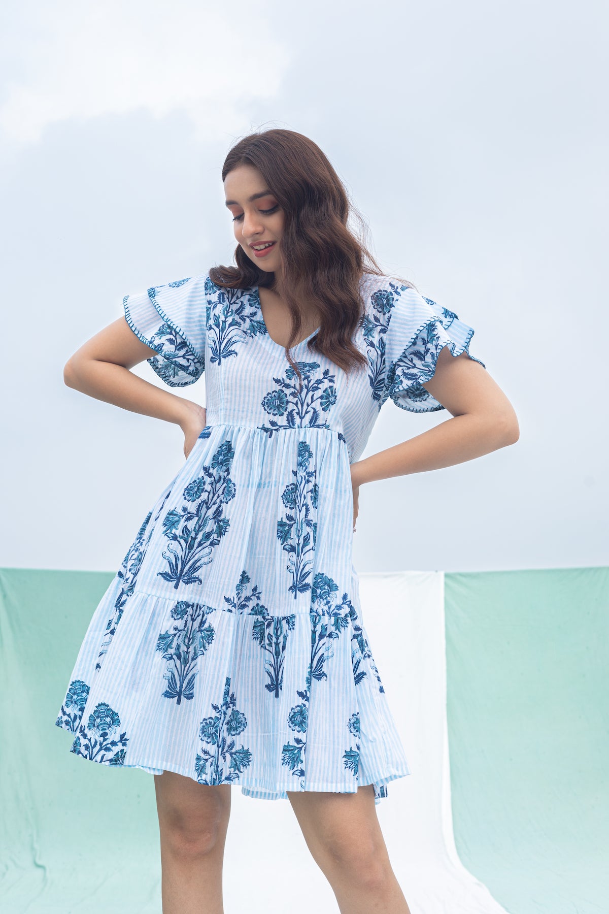 CYAN ALORA COTTON SHORT DRESS