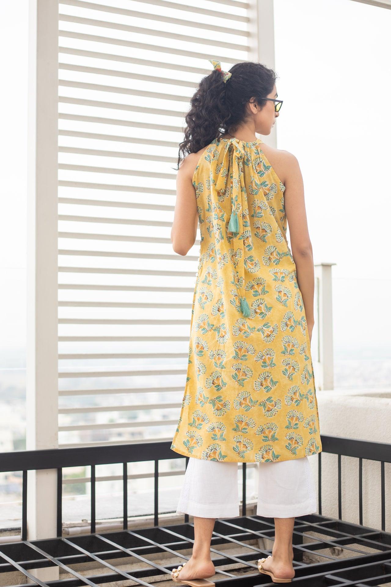 MUSTARD HUES COTTON KURTA SET