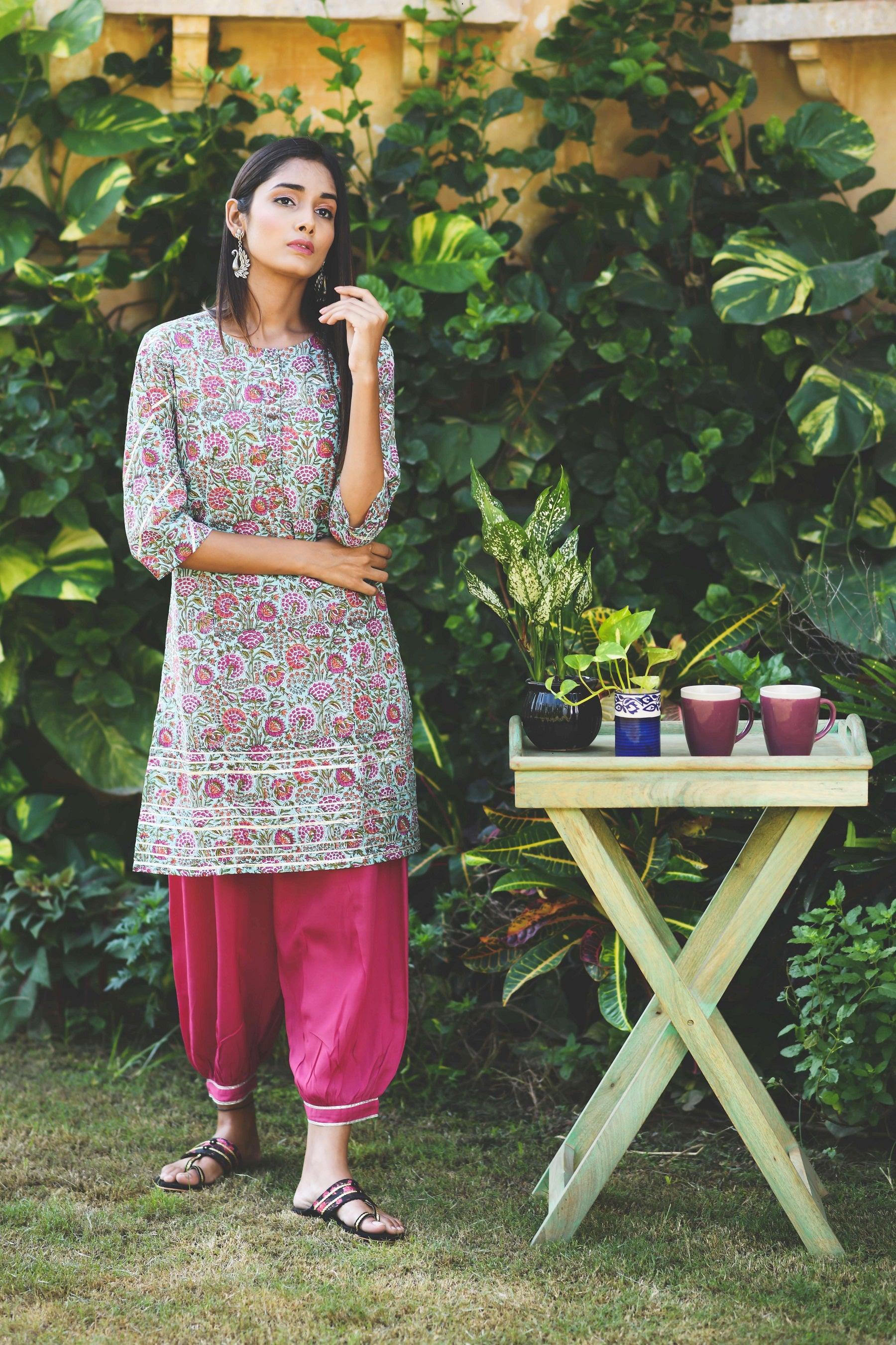 BISCAY GREEN SHORT KURTI