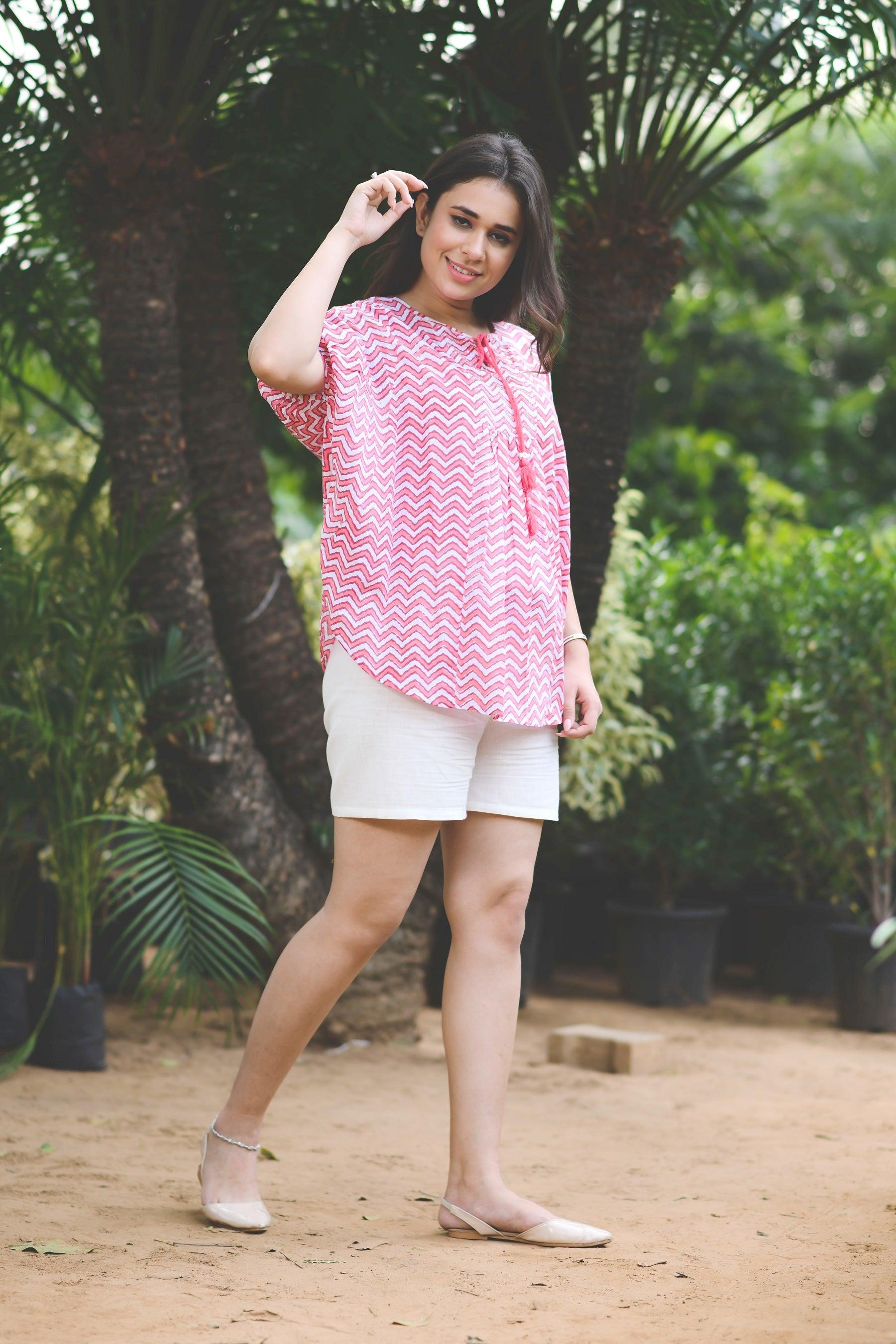 PRETTY IN PINK CHEVRON COTTON TOP